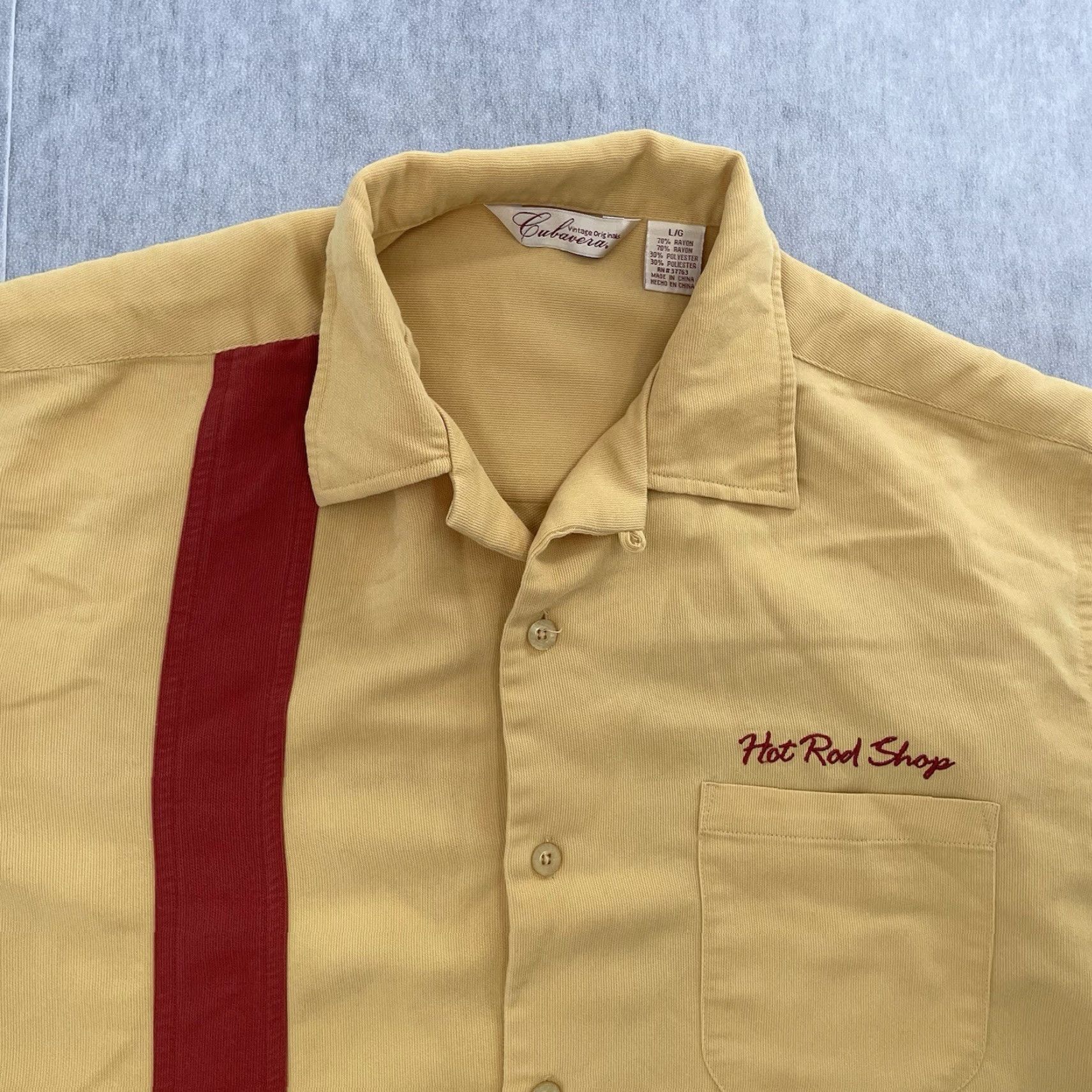 Cubavera Cubavera Shirt Adult Large Yellow Hot Rod Shop Embroidered Loop Collar Mens L Size US L / EU 52-54 / 3 - 4 Thumbnail