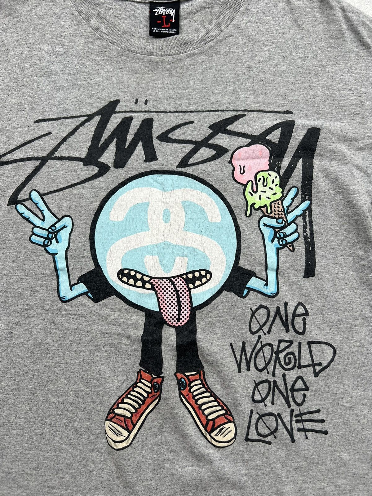 Stussy 00’s STUSSY ONE WORLD ONE LOVE GUY RARE RETRO Y2K TEE Size US L / EU 52-54 / 3 - 4 Thumbnail