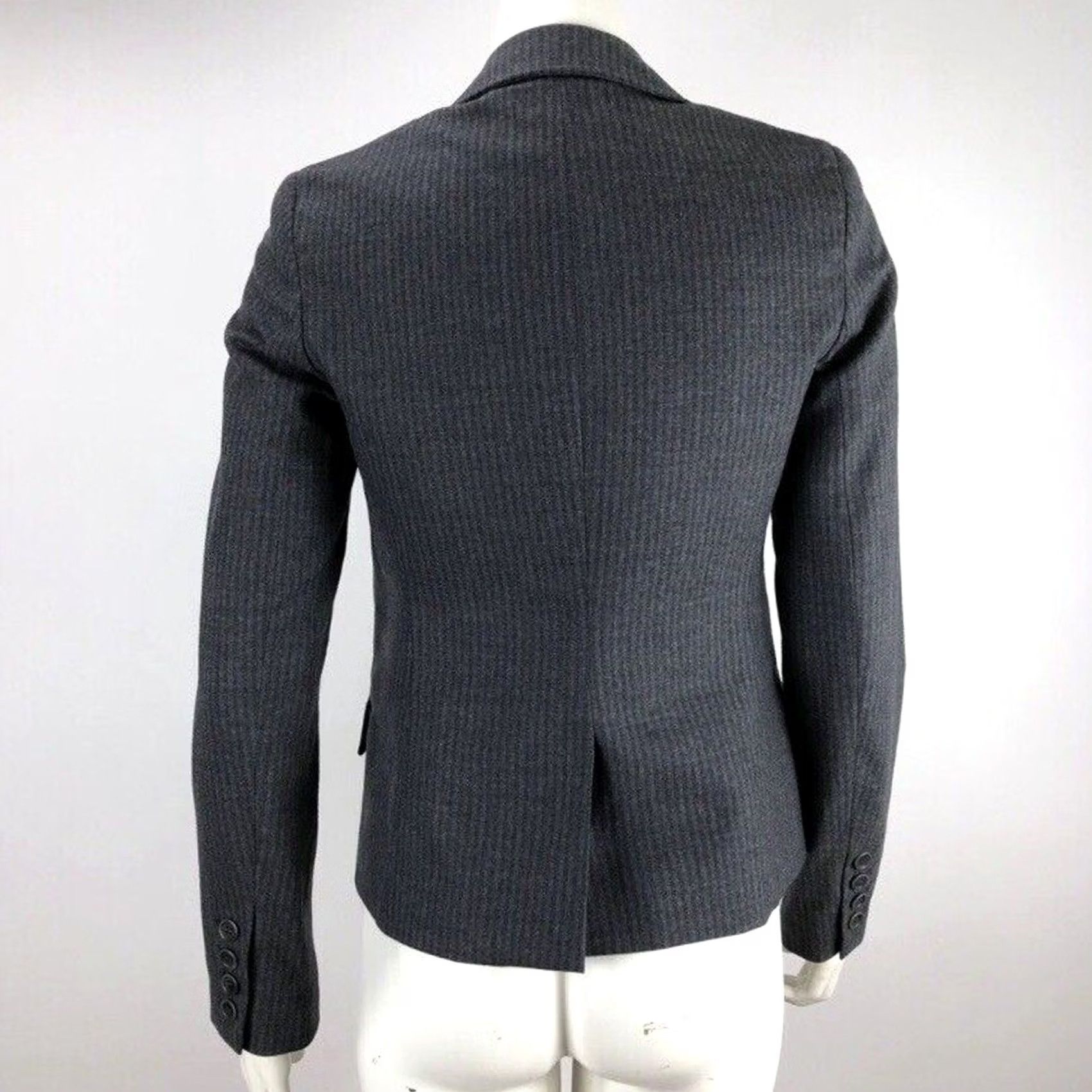 Theory Theory Wool Two Button Peak Lapel Flared Blazer Career Jacket Gray SZ 2 Striped Women’s Blazer, 98% Wool, Dry Clean Only, Vintage No Size XS / US 0-2 / IT 36-38 - 3 Thumbnail