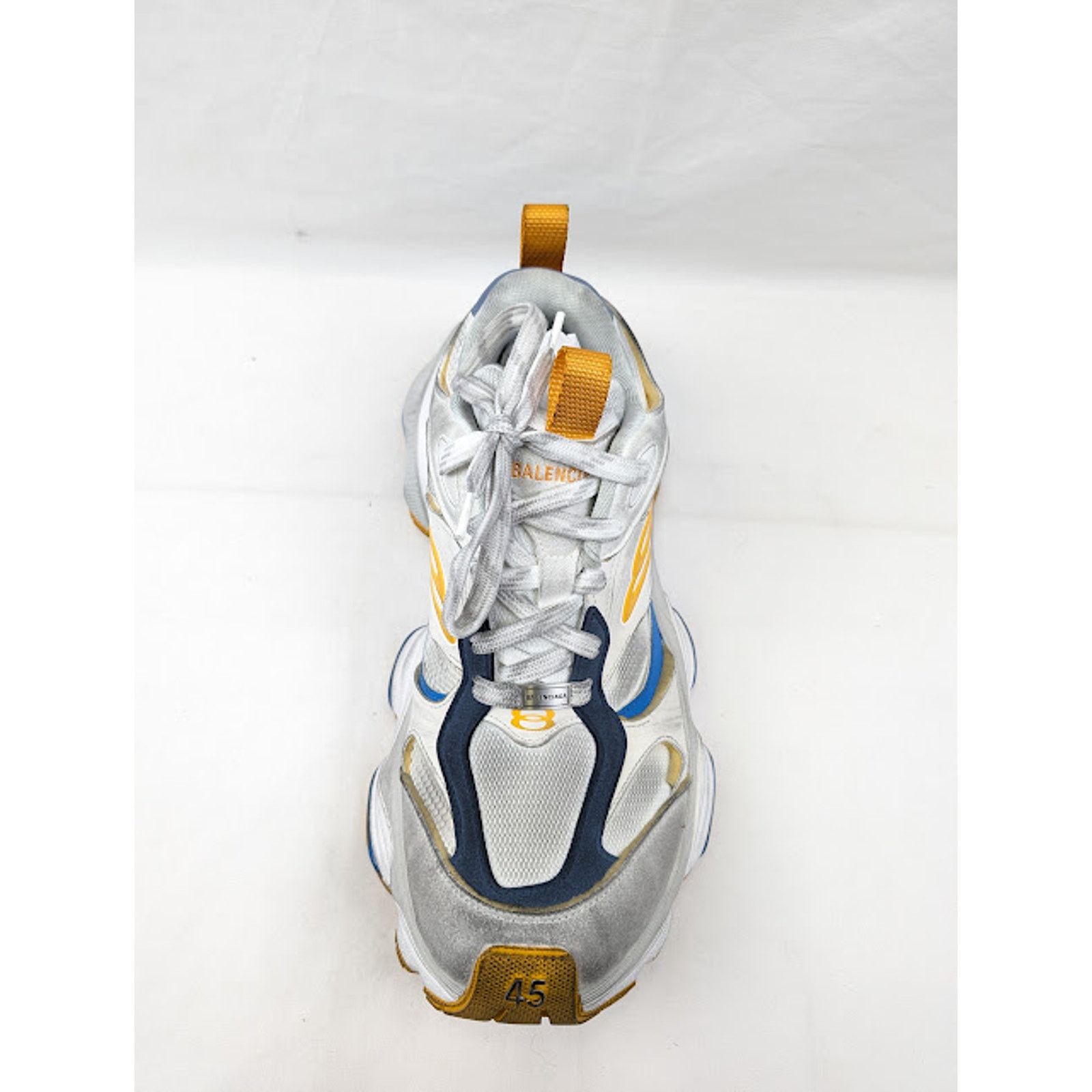 Balenciaga o1rshd1 Cargo Suede Low-Top Sneakers White/Grey/Orange/Blue Size US 10 / EU 43 - 8 Thumbnail