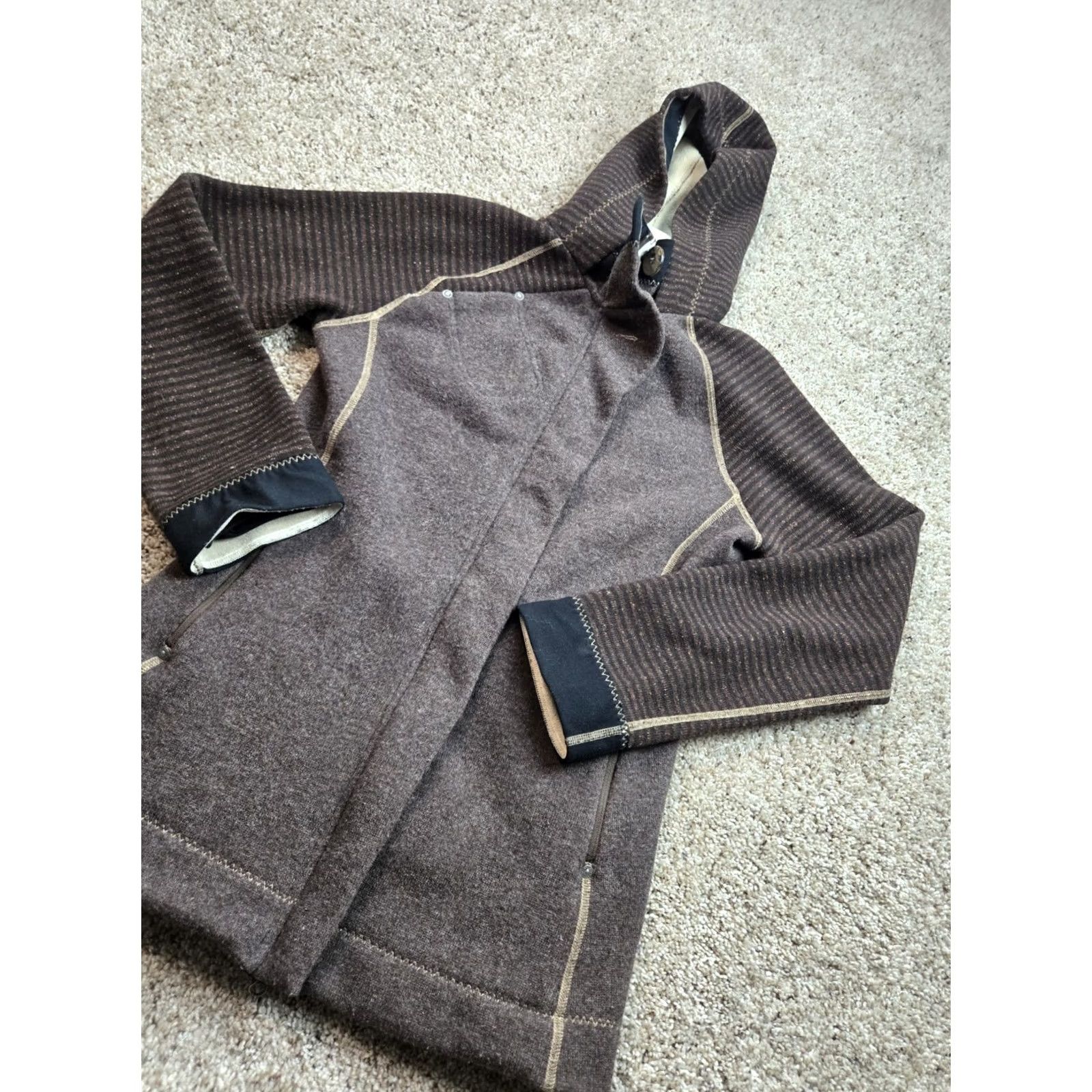 Prana prAna Bijou Jacket Womens Medium Brown Fleece Lined Wool Blend Hooded Full Zip Jacket/Mid-Length Wool Blend Hoodie Full Zip Mens Womens Girls? Size M / US 6-8 / IT 42-44 - 2 Thumbnail