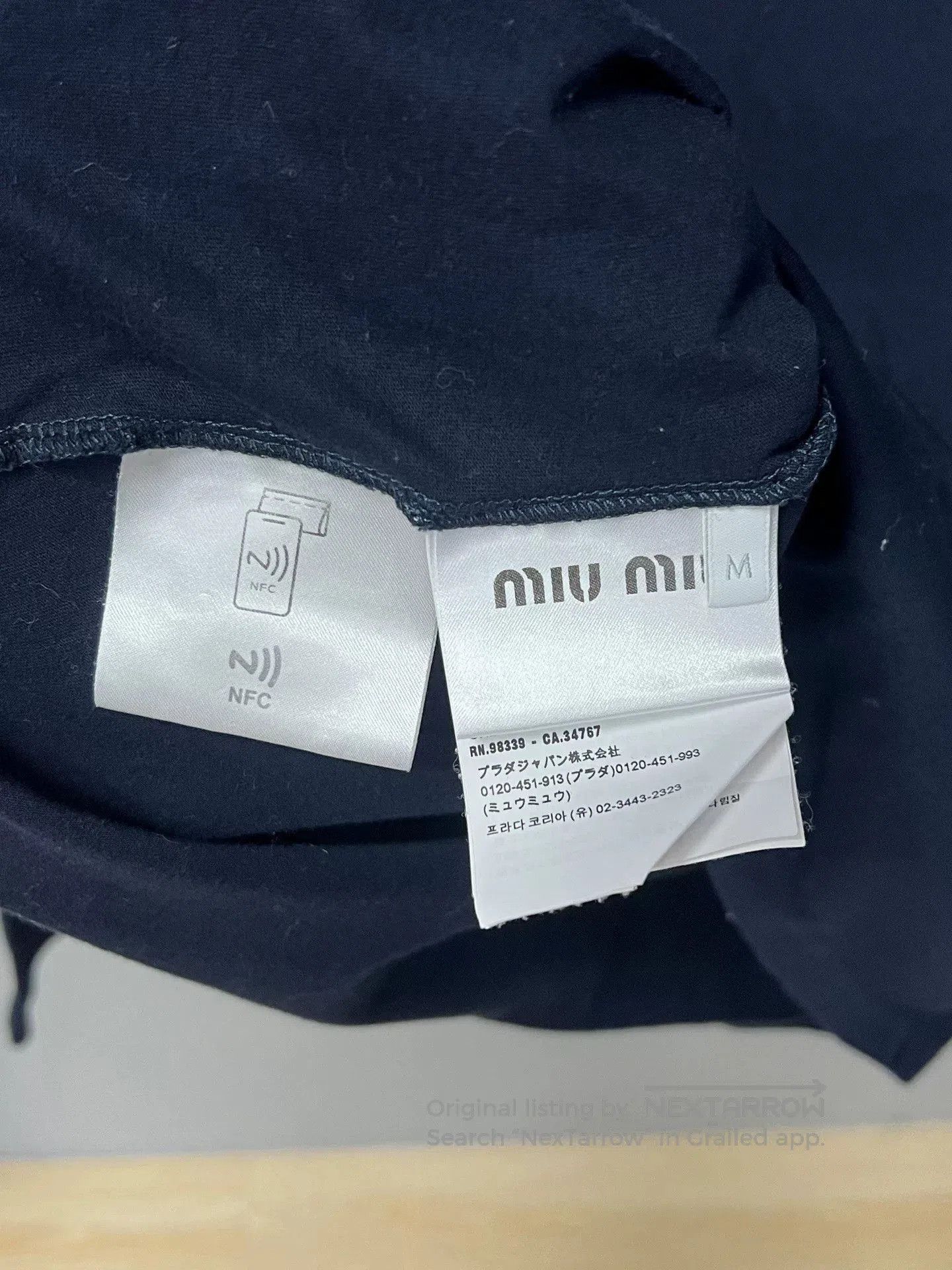 Miu Miu Miumiu Long Sleeve Top with Gold Trim. Size M / US 6-8 / IT 42-44 - 4 Thumbnail