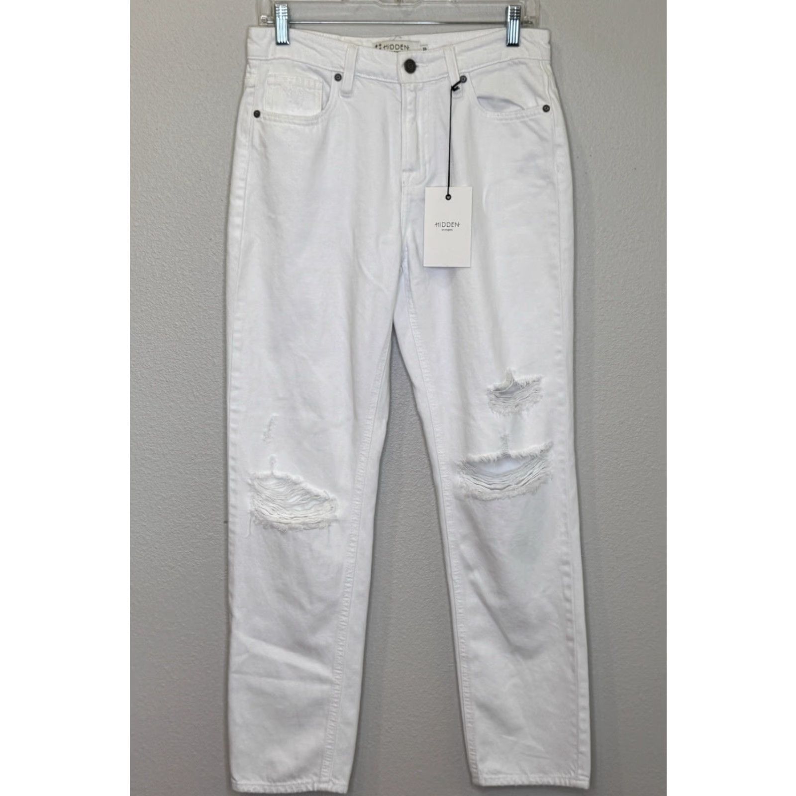 Vintage Hidden Bailey High Rise Boyfriend Jeans Womens 26 White Distressed Cotton New Size 26" / US 2 / IT 38 - 2 Thumbnail
