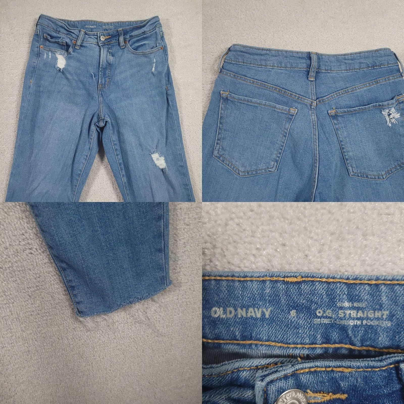 Old Navy Old Navy Women O.G. Straight Blue Secret Smooth Pockets High-Rise Jeans Size 6 Size 28" / US 6 / IT 42 - 8 Thumbnail