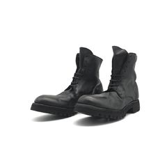 hide-m  GUIDI 795V Lace Up Boot With Vibram Sole, black horse leather