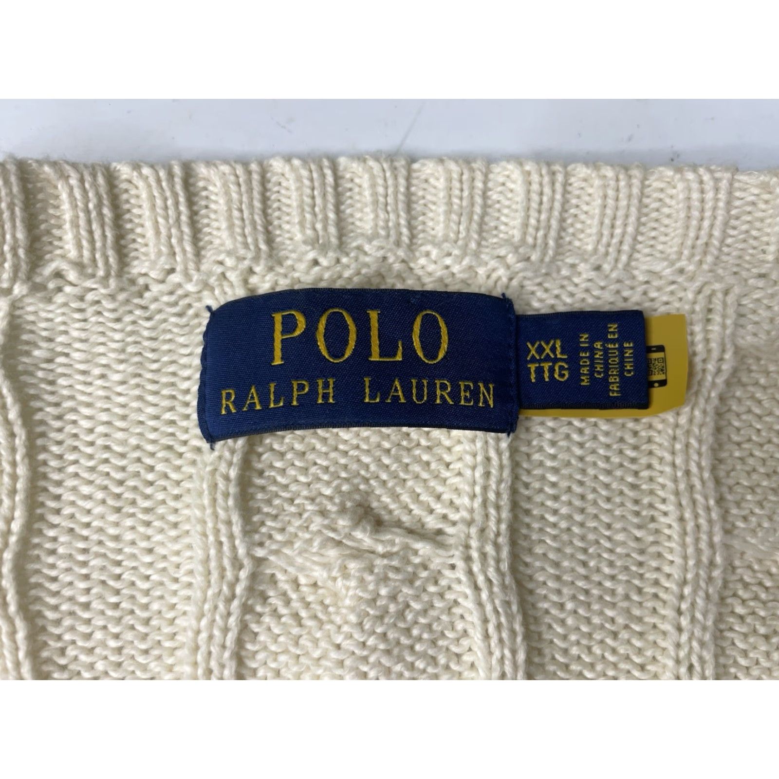 Polo Ralph Lauren VINTAGE Polo Ralph Lauren Sweater Mens XXL Ivory Cable Knit Cotton Crewneck Pullover Size US XXL / EU 58 / 5 - 3 Thumbnail
