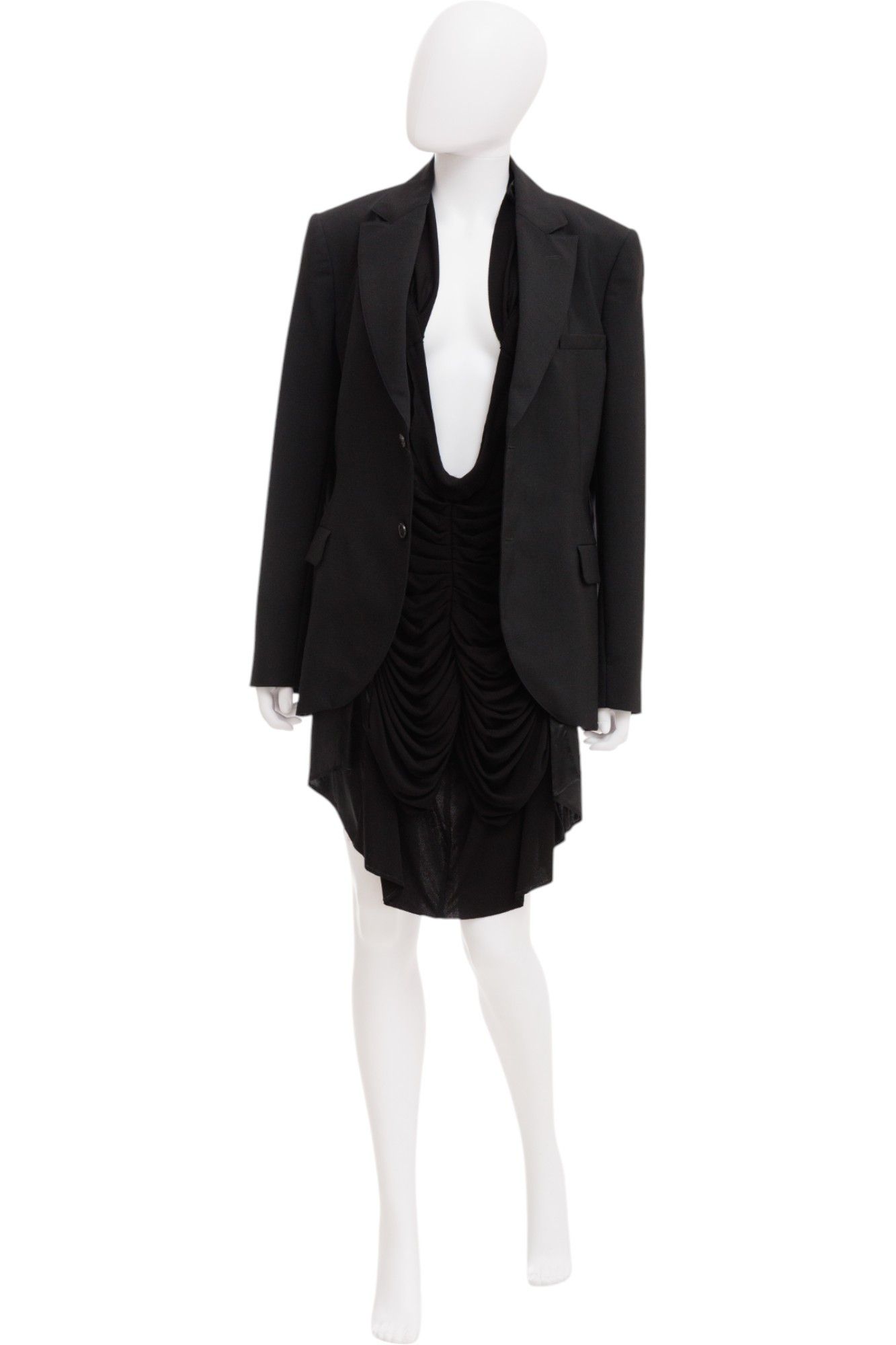 John Galliano × Maison Margiela S/S 2018 Double Layered Reconstructed Blazer Dress Size S / US 4 / IT 40 - 2 Thumbnail