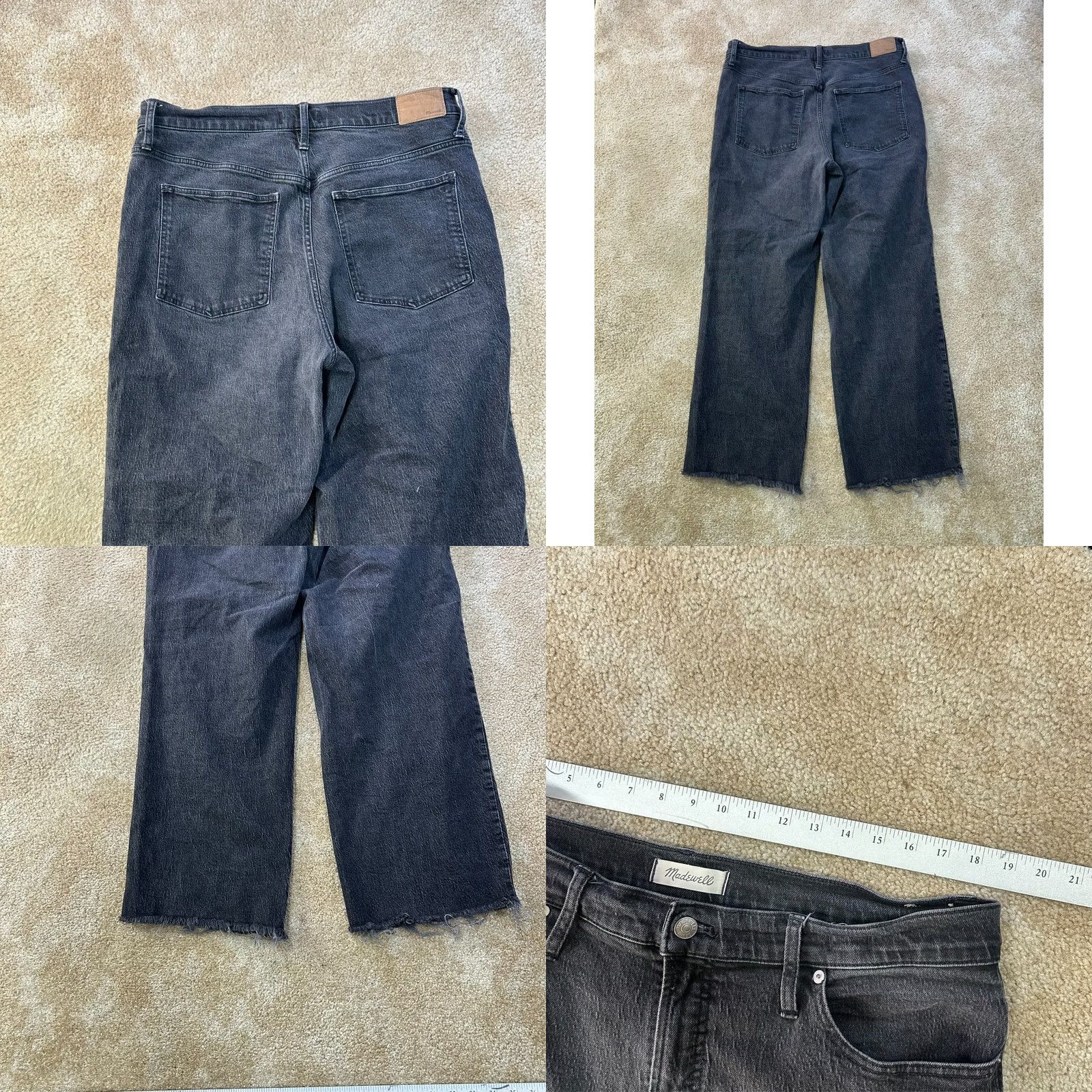 Madewell Madewell Jeans Womens 33T Black Wide-Leg Denim 5-Pocket High Rise Inseam 29 Inseam 29" Regular 36W 29L N/A Size 24" / US 00 / IT 34 - 8 Thumbnail