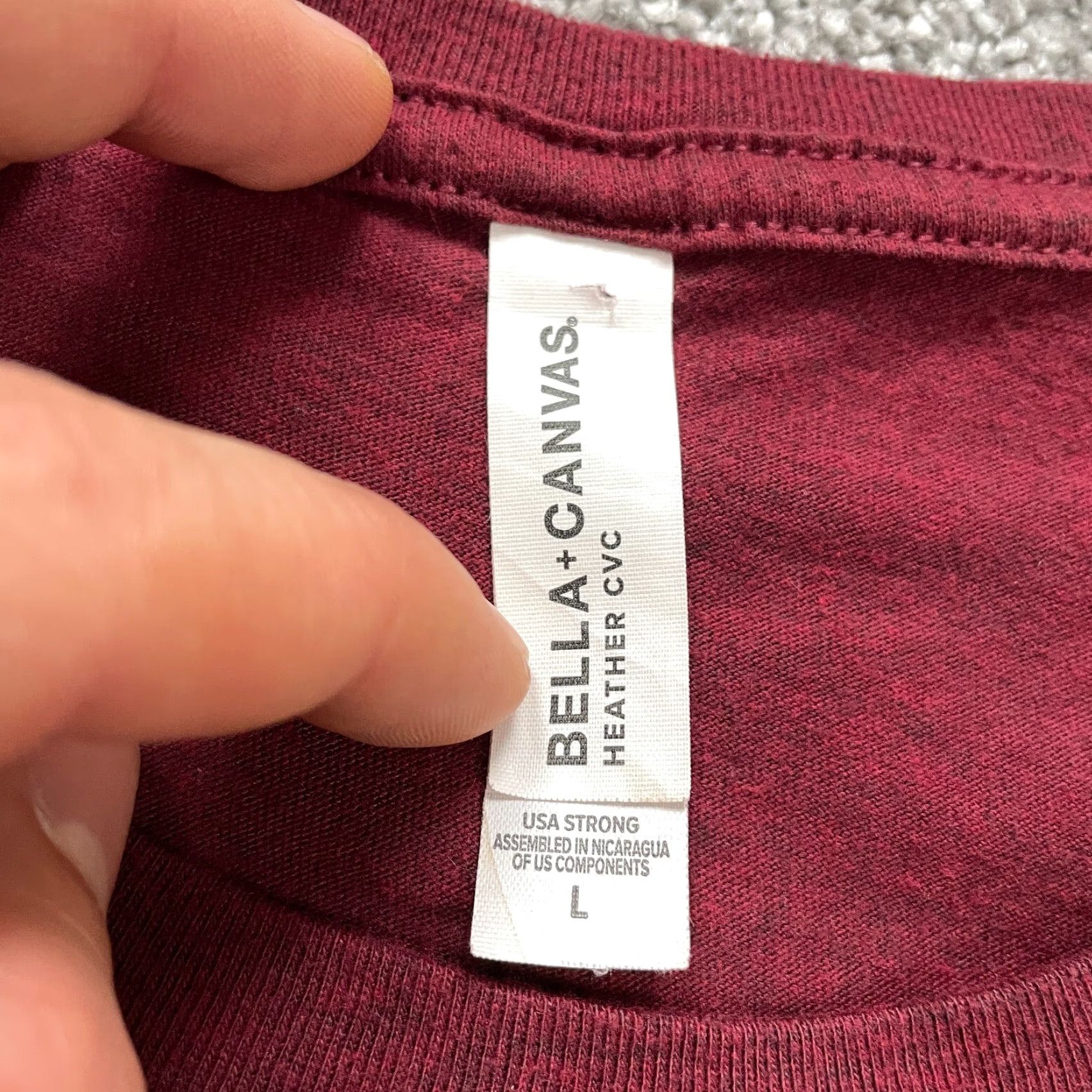 Vintage Bella + Canvas Shirt Unisex L Maroon Long Sleeve Crew Neck Graphic T-Shirt Casual Top Size US L / EU 52-54 / 3 - 5 Thumbnail