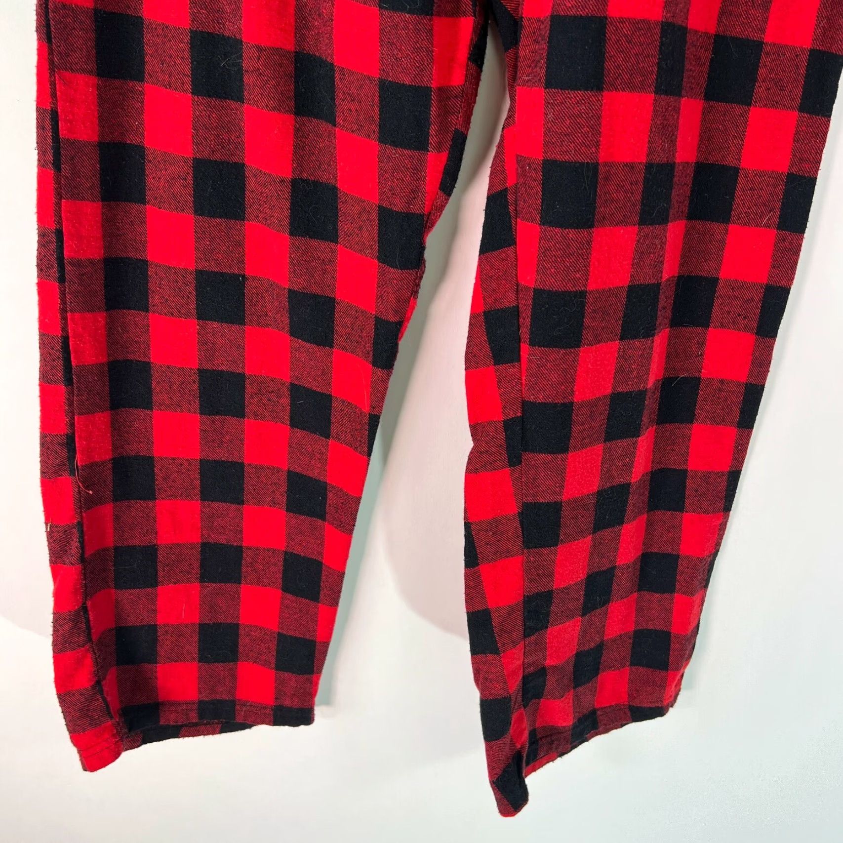 Vintage Womens Pajama Pants Buffalo Plaid Red Elastic Waist Pull On Flat Front Size M Size 32" / US 10 / IT 46 - 6 Thumbnail