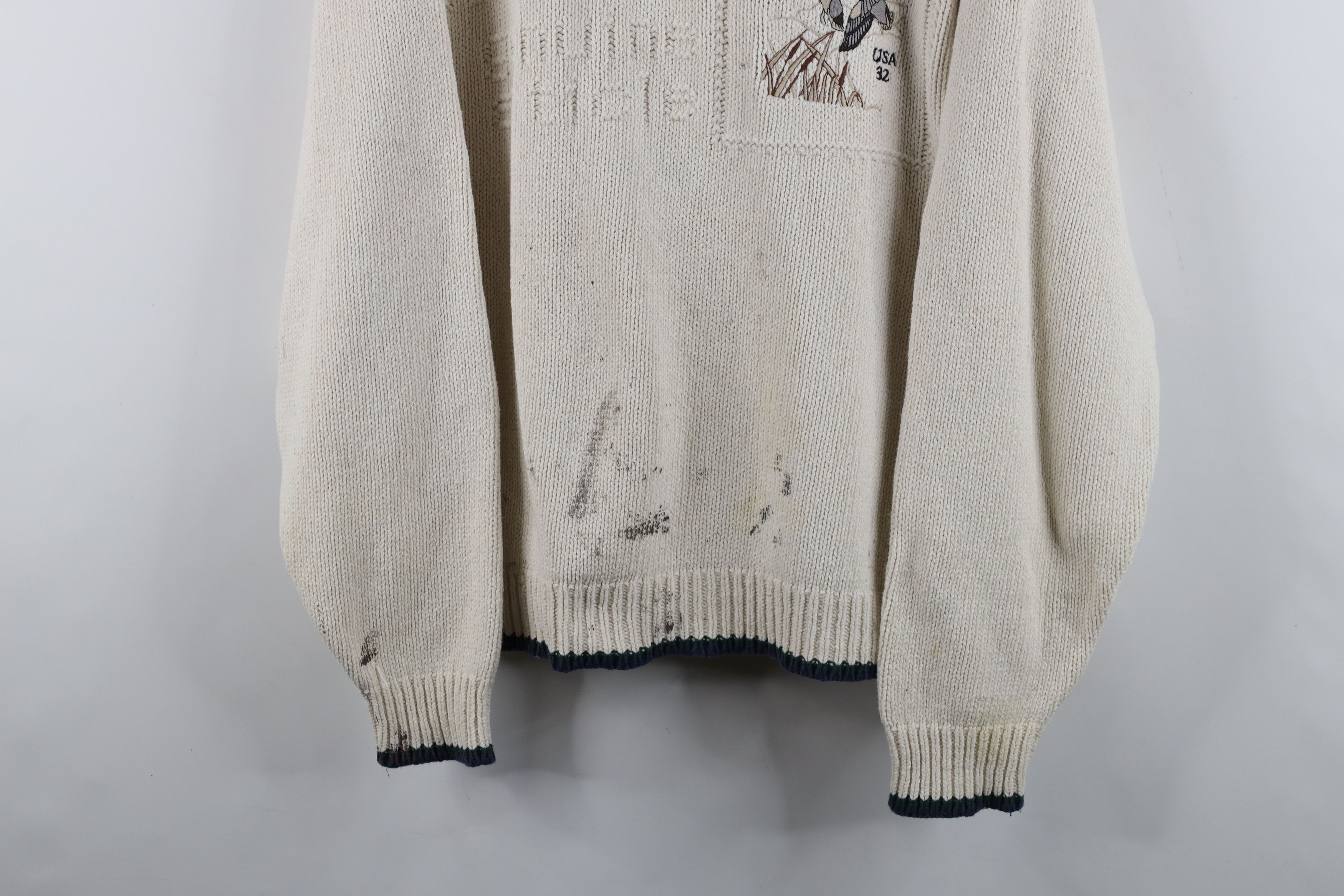 Vintage Vintage 90s Streetwear Stamp Duck Knit Henley Sweater USA Size US XL / EU 56 / 4 - 3 Thumbnail