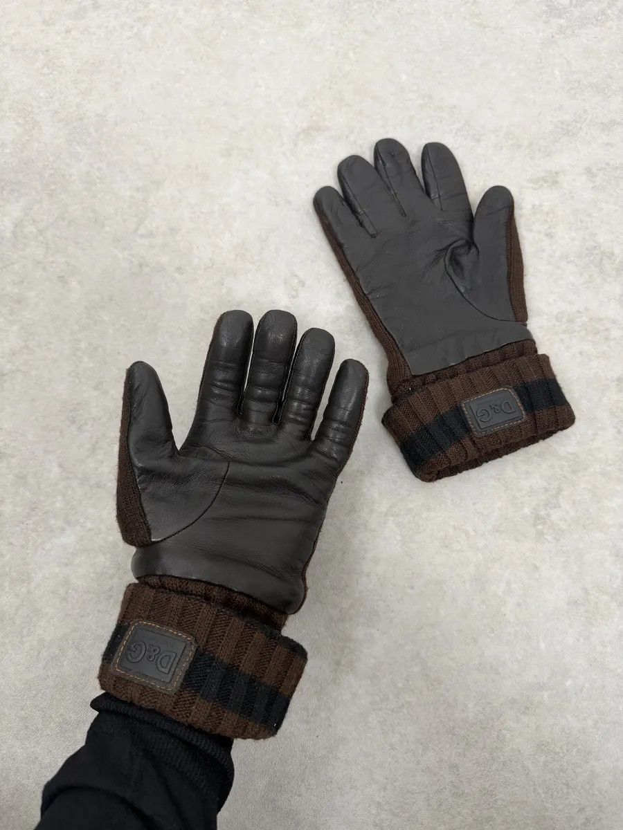 Dolce & Gabbana 2000s Dolce & Gabbana Brown Wool & Black Leather Gloves Size ONE SIZE - 1 Thumbnail