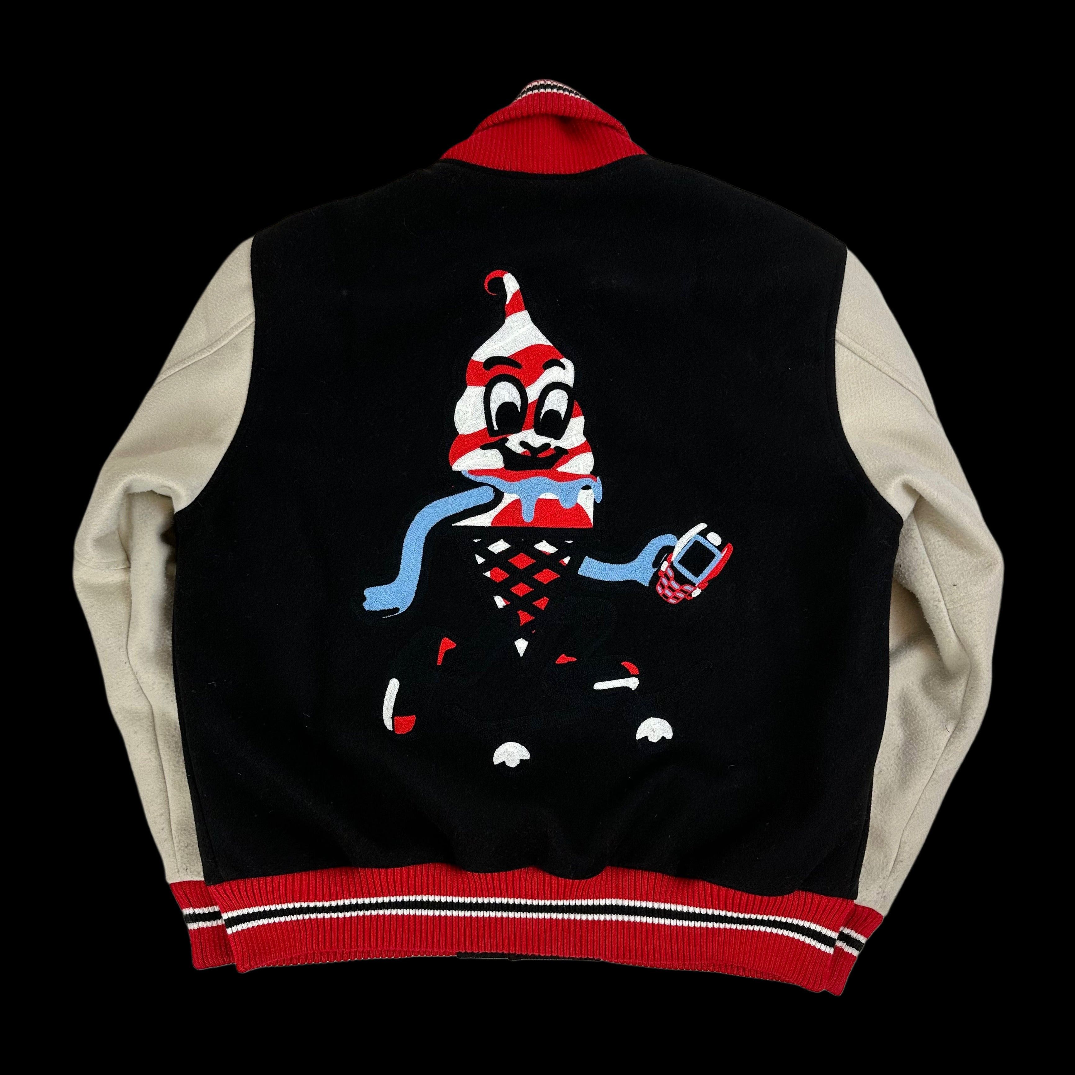 Pre-owned Billionaire Boys Club 2021 Ice Cream Eu Team Skate Cone Varsity Jacket In Black