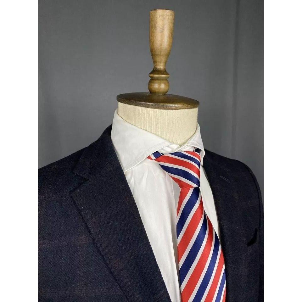 Ted Baker MINT! Ted Baker Men's Blue Wool Checked Blazer Sportcoat Jac Size 48R - 6 Thumbnail