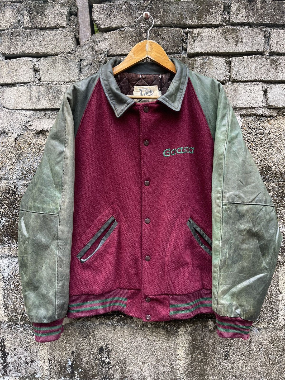 Dehen 1920 Vintage 90s Dehen Gaasta Varsity Jacket Leather Sleeve Size US L / EU 52-54 / 3 - 2 Thumbnail
