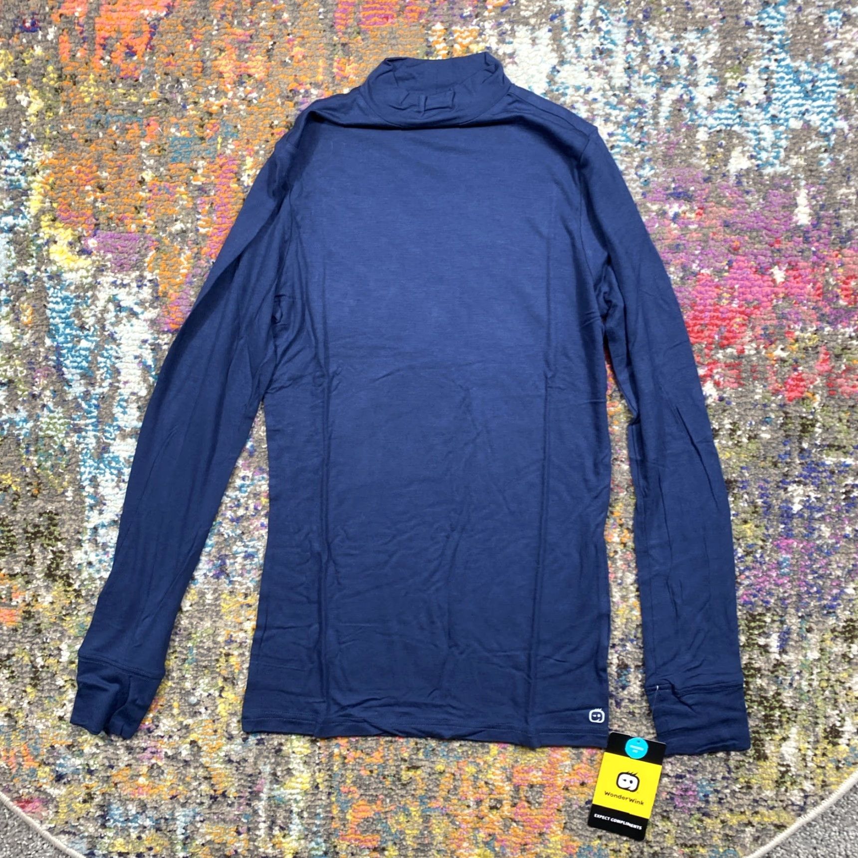 Vintage WonderWink Layers Long Sleeve Shirt Womens XS Navy Mock Neck Pullover Workwear T-Shirt Basic Moisture Wicking Stretch Size XS / US 0-2 / IT 36-38 - 7 Thumbnail