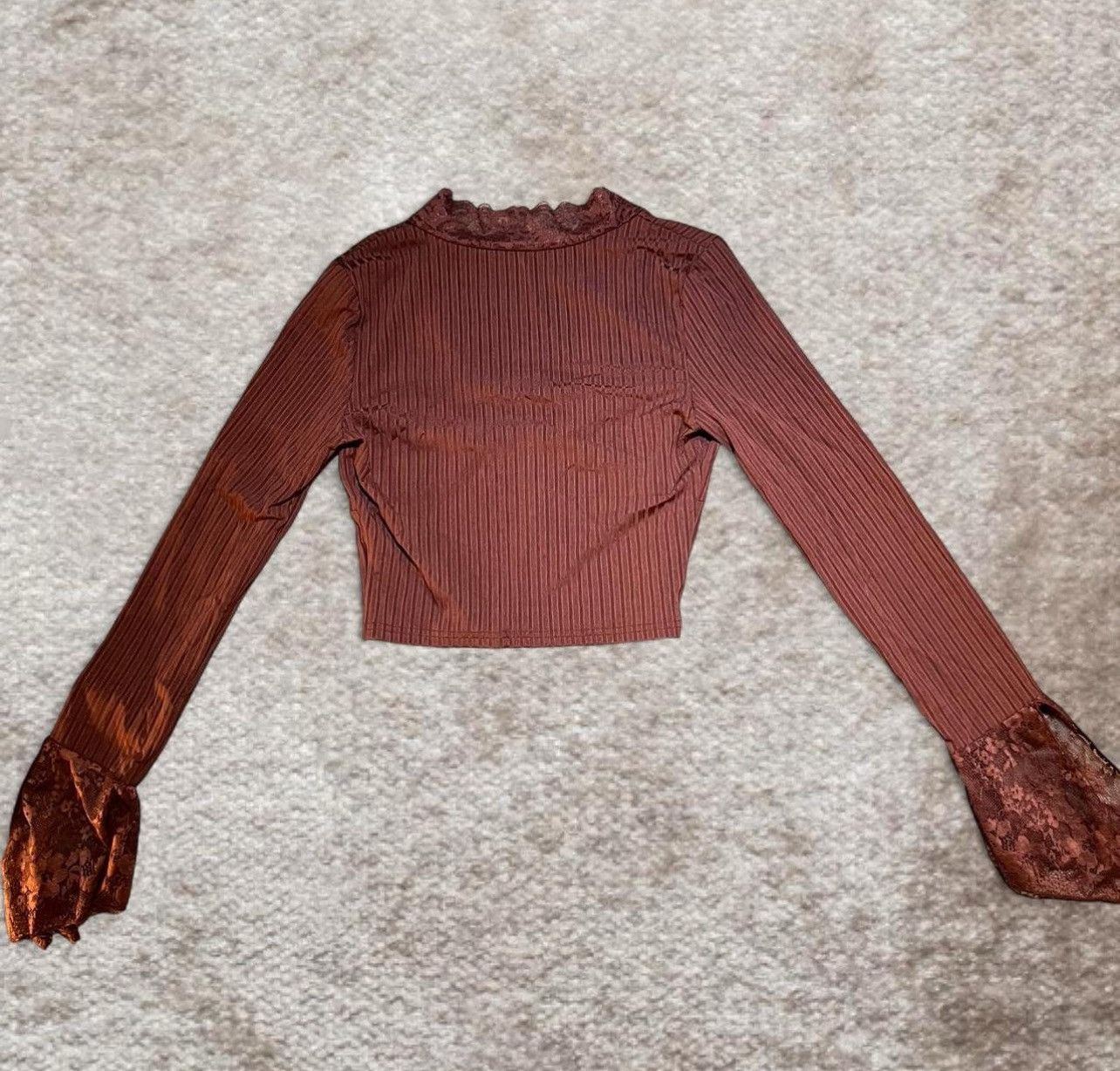 Shein Brown long sleeve top with lace sleeves Size M / US 6-8 / IT 42-44 - 6 Thumbnail
