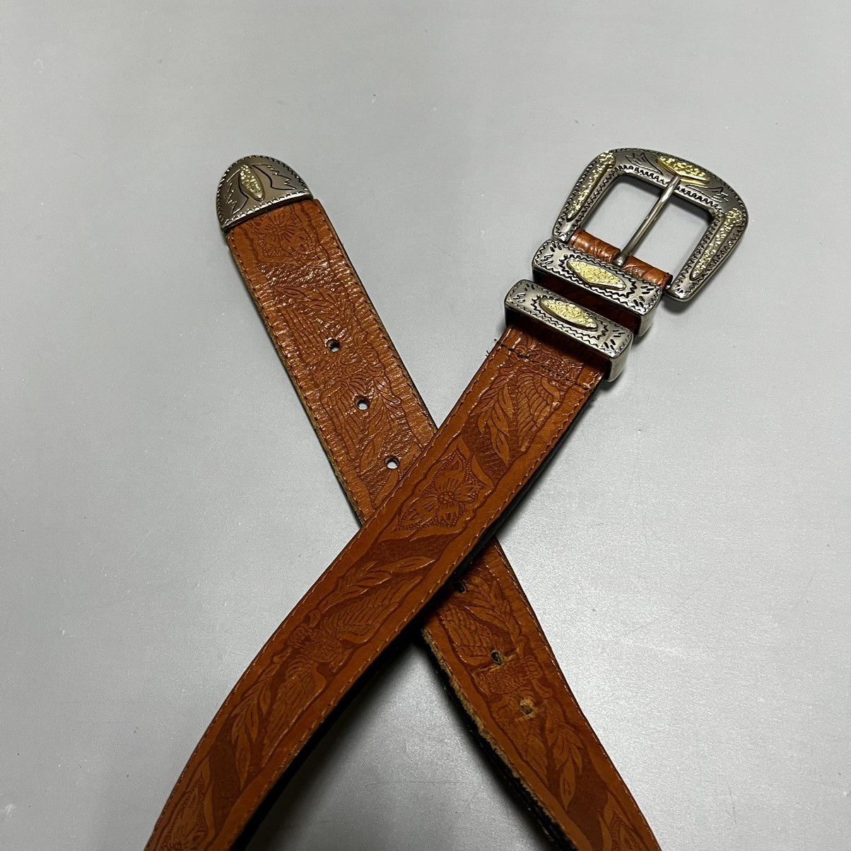 Vintage Vintage leather belt with buckle Size ONE SIZE - 18 Thumbnail