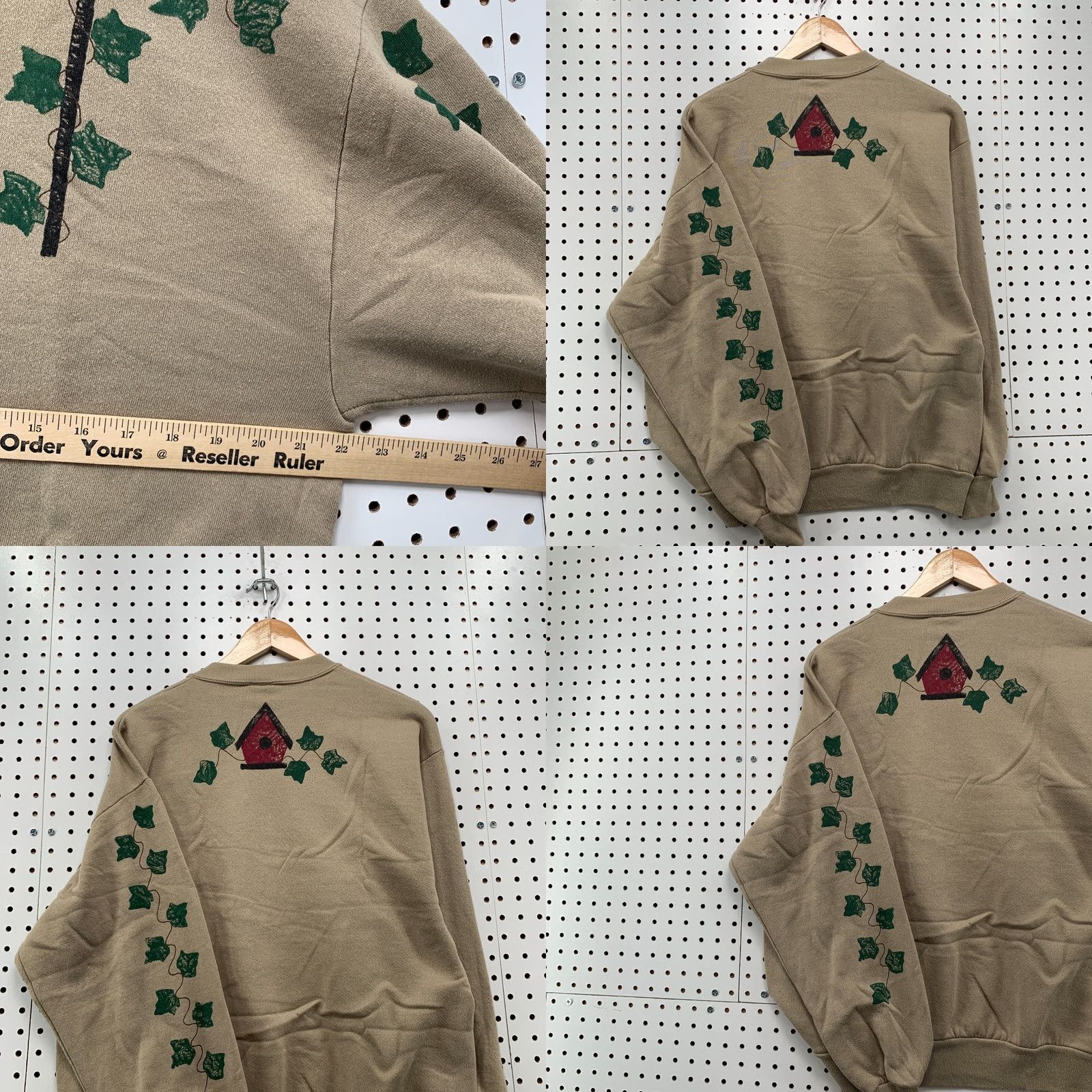 Jerzees VINTAGE Birdhouse Leaf Sweatshirt Brown Mens L Crewneck Pullover 90s Jerzees Canvas Pullover Size US L / EU 52-54 / 3 - 9 Thumbnail