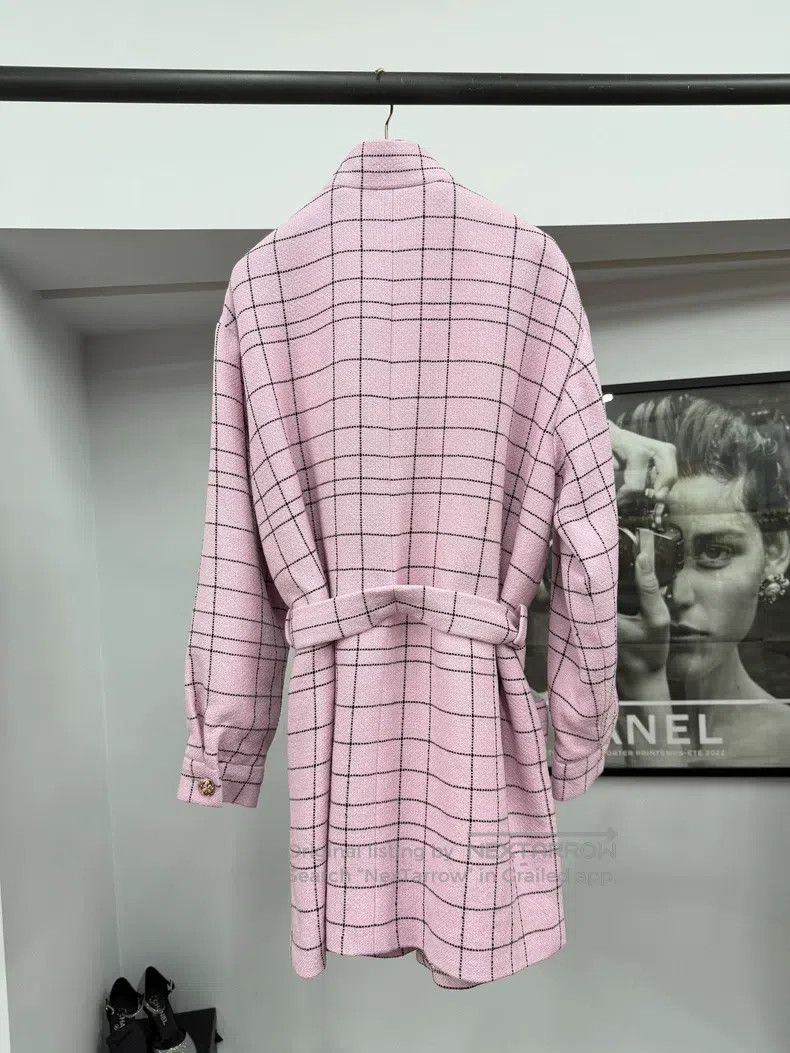 Chanel Chanel 24S pink plaid lace-in bathrobe coat Size XXS / US 00 / IT 34 - 3 Thumbnail