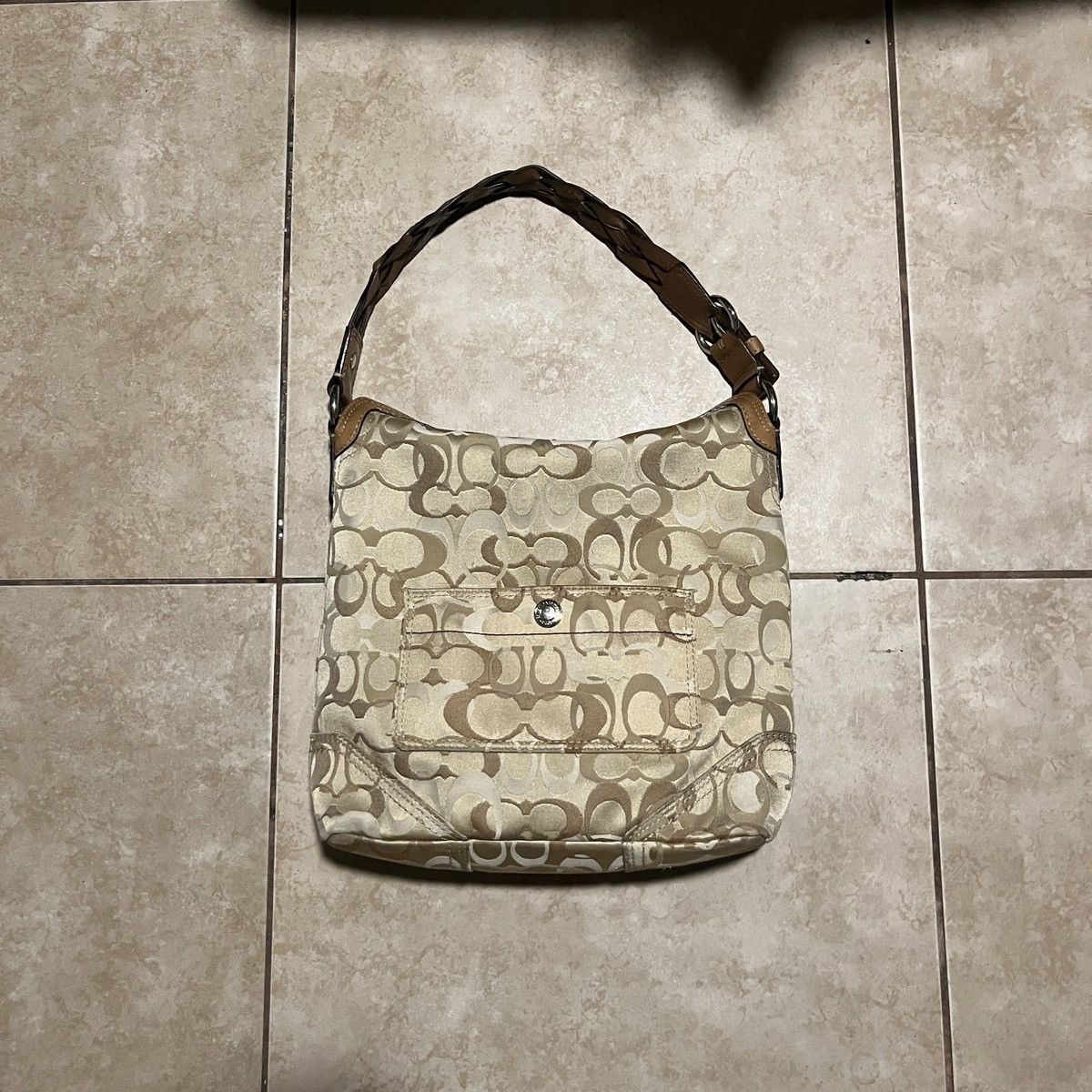 image of Coach Chelsea Optic Signature Hobo Bag in Brown, Women's