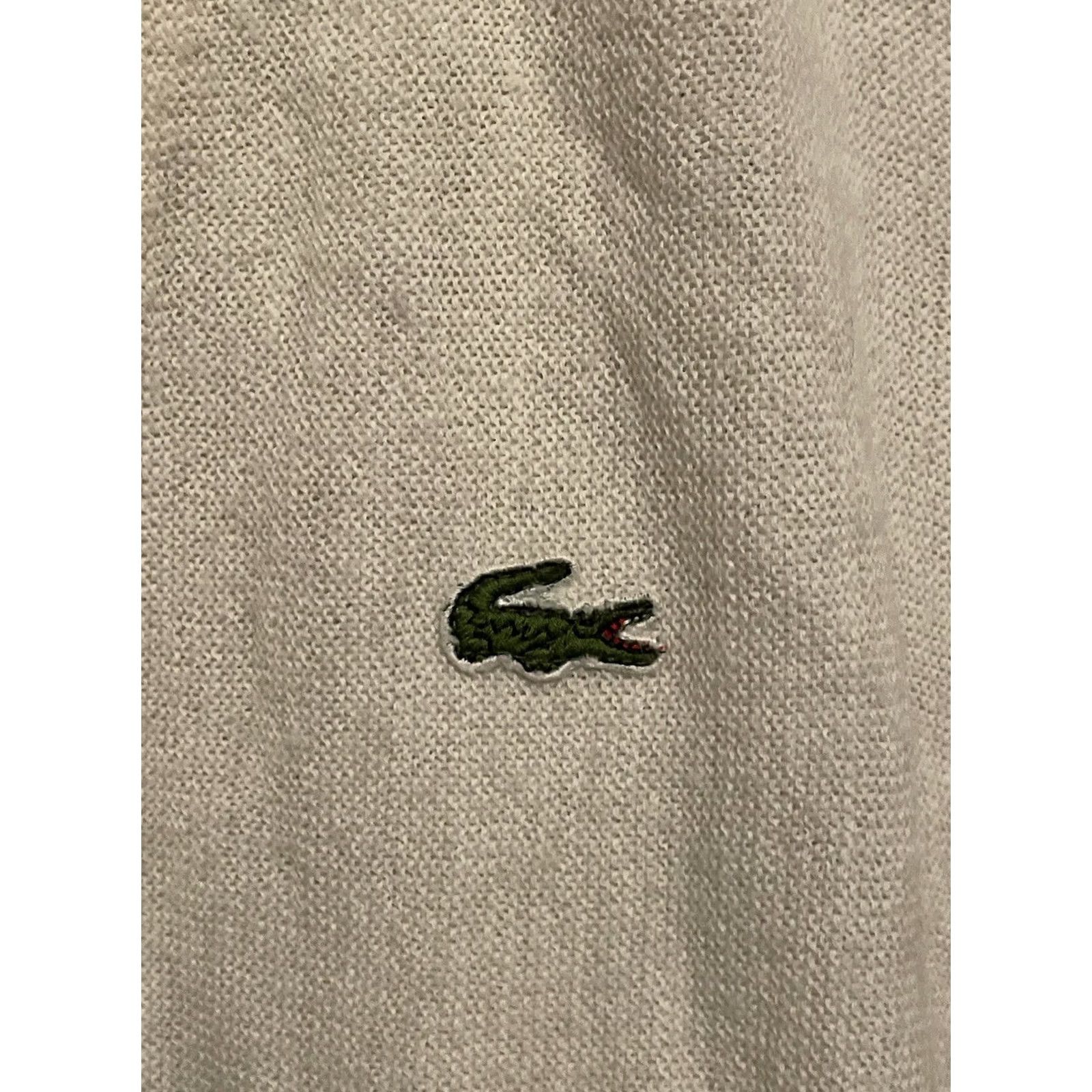Lacoste VINTAGE Lacoste Izod Cardigan Sweater Gator Patch Knit V-Neck XL Beige Mens USA Size US XL / EU 56 / 4 - 4 Thumbnail