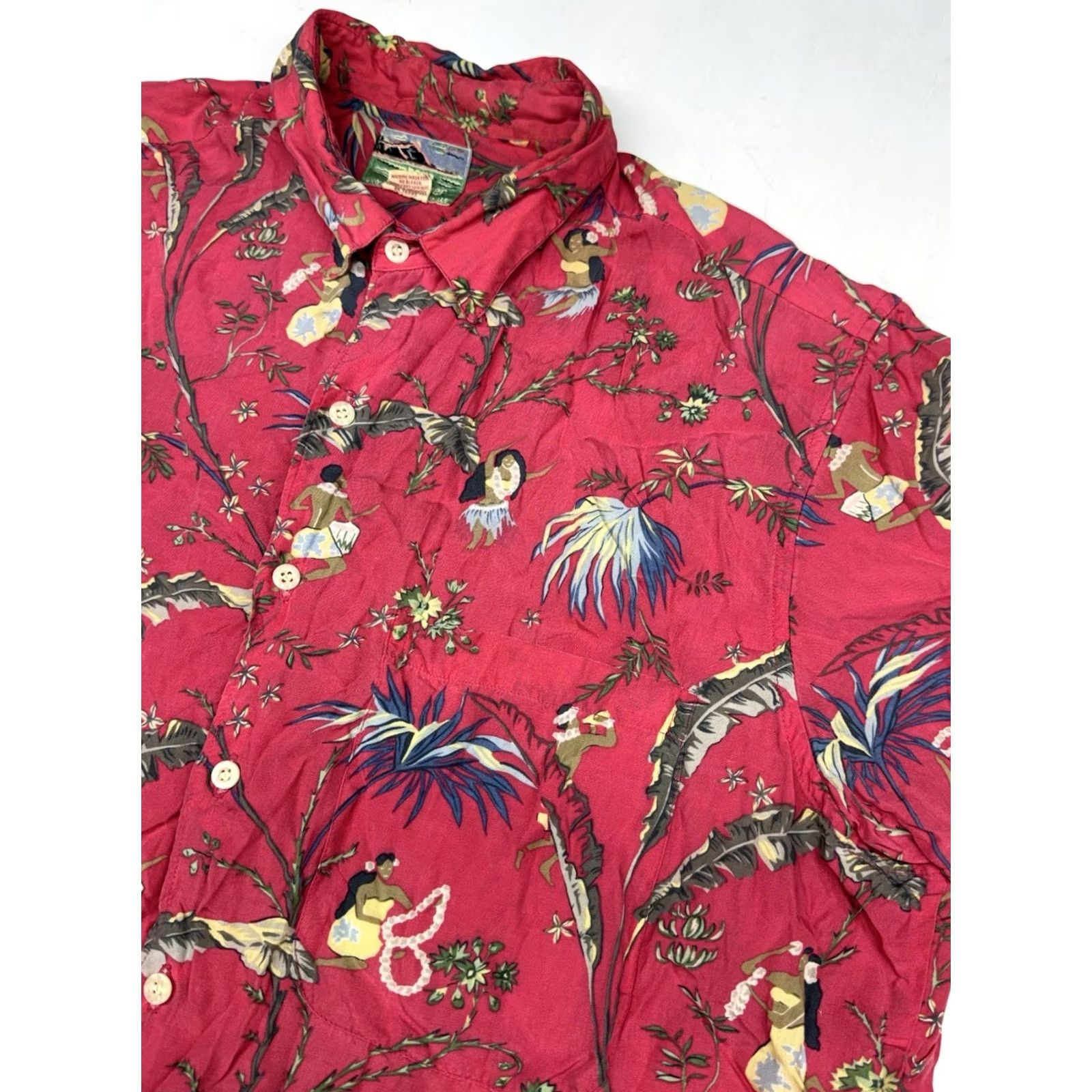 Reyn Spooner VINTAGE Reyn Spooner Hawaiian Shirt Floral Hula Girl Lei Red Mens L Short Sleeve Button-Up Pocket Breathing Rayon Summer Spring Fall Size US L / EU 52-54 / 3 - 2 Thumbnail
