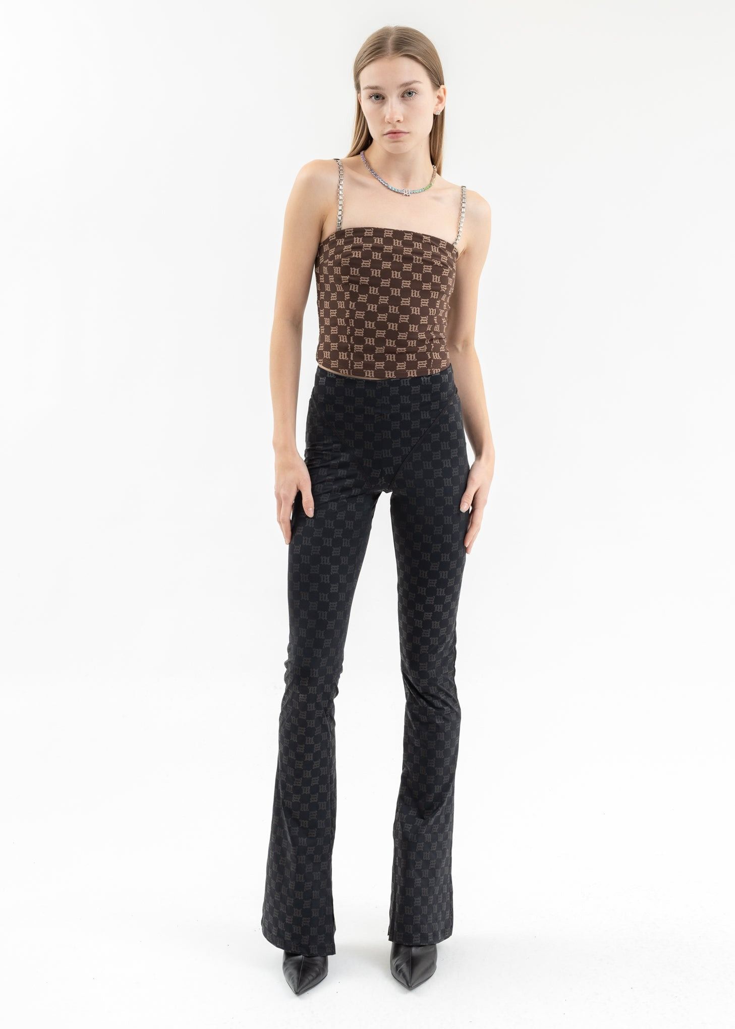 Misbhv $390 MISBHV Monogram Flared Trousers Size 28" / US 6 / IT 42 - 2 Thumbnail
