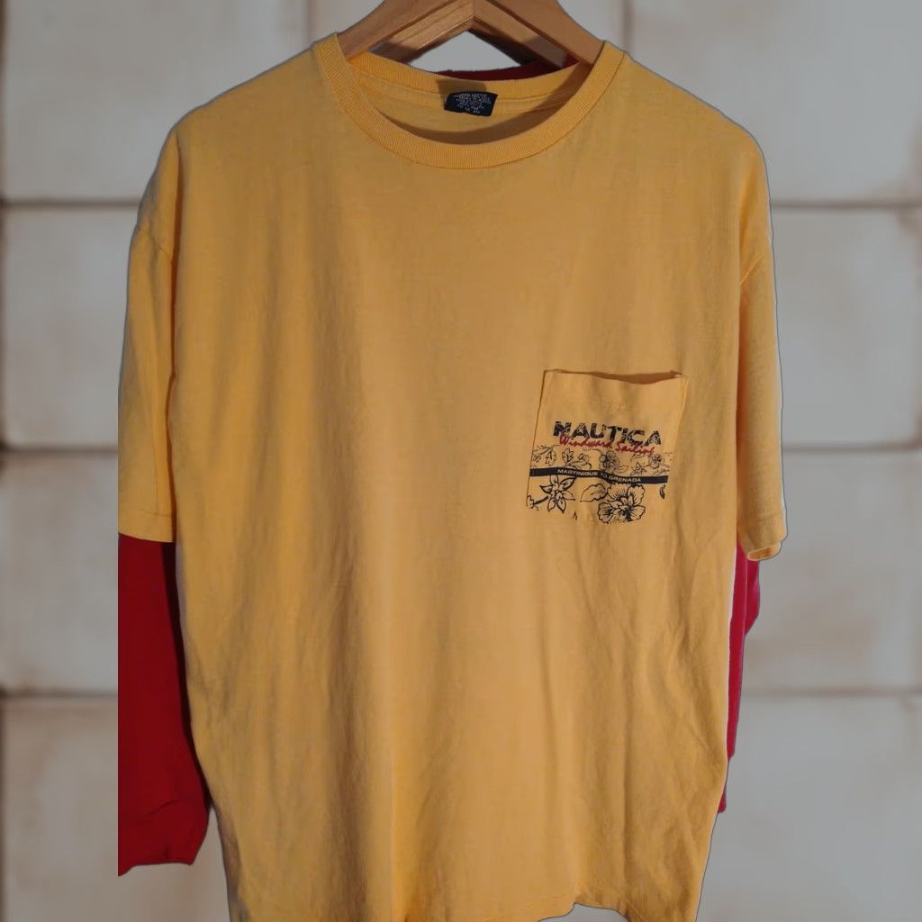 Nautica VINTAGE Nautica Windward Sailing Martinique To Grenada Made In USA Size M grail Shirt Yellow 1990s Mens Size US M / EU 48-50 / 2 - 1 Thumbnail
