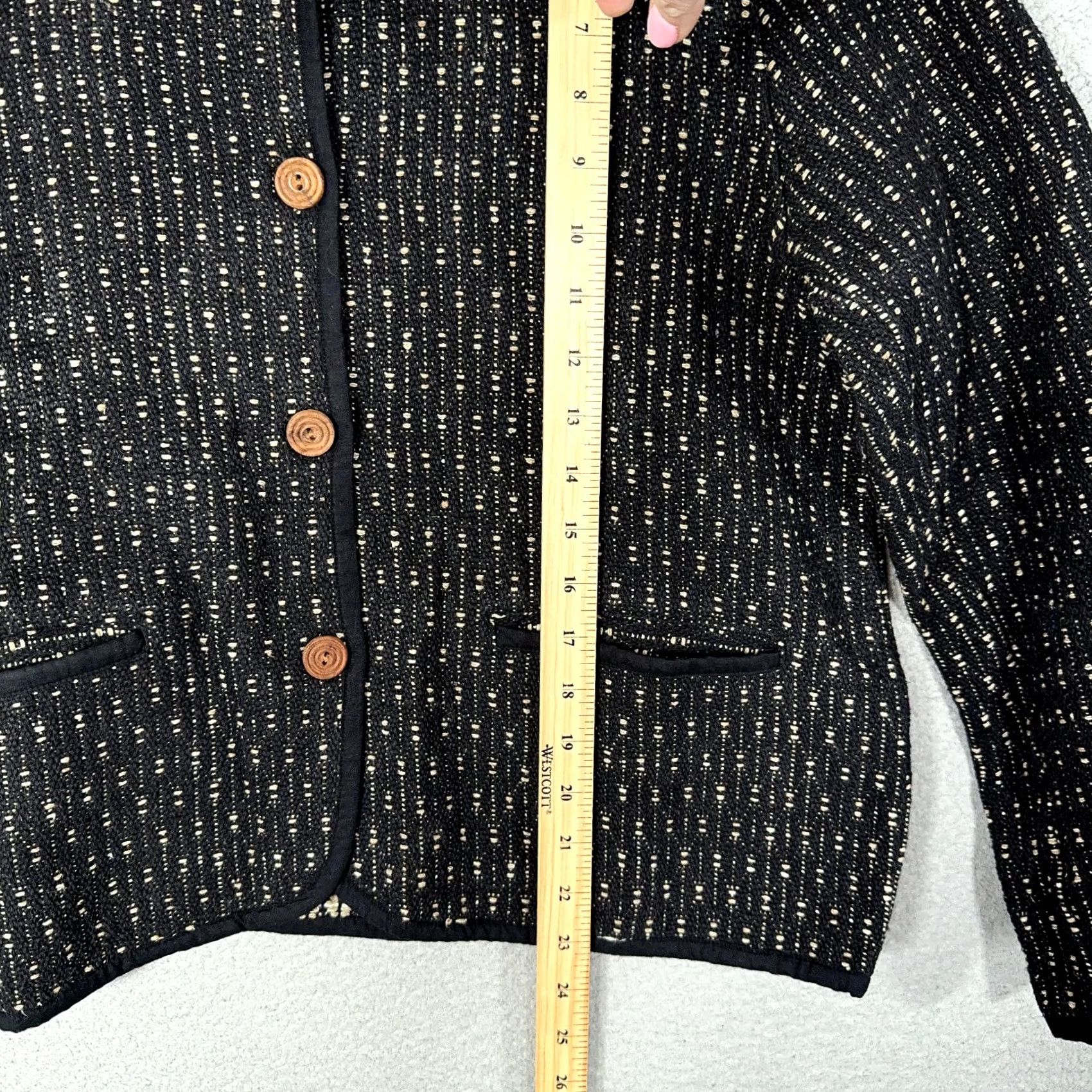 The Territory Ahead VINTAGE Territory Ahead Jacket Womens M Black Textured Silk Blend Cardigan Size M / US 6-8 / IT 42-44 - 7 Thumbnail