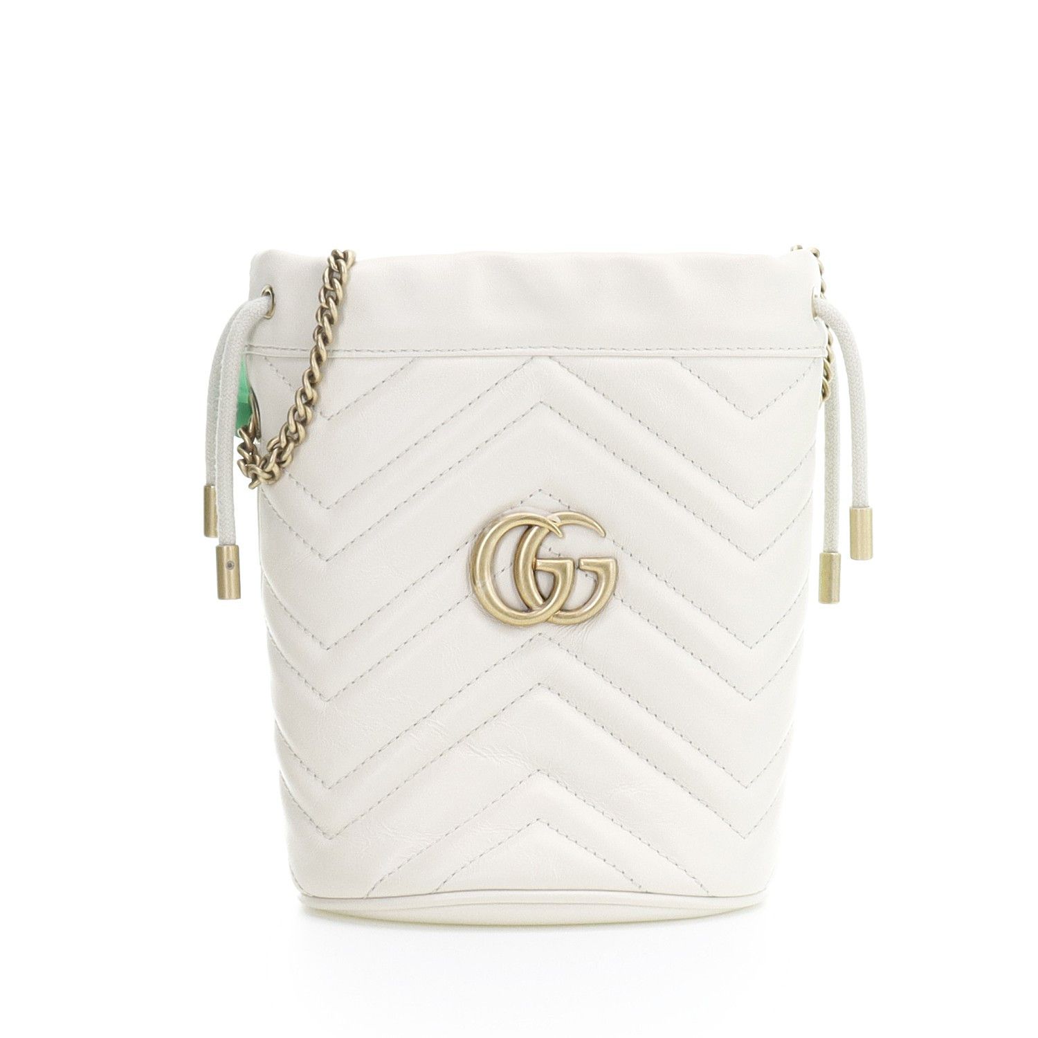 Gucci Gg Marmont Leather Mini Bucket Bag White, Women's