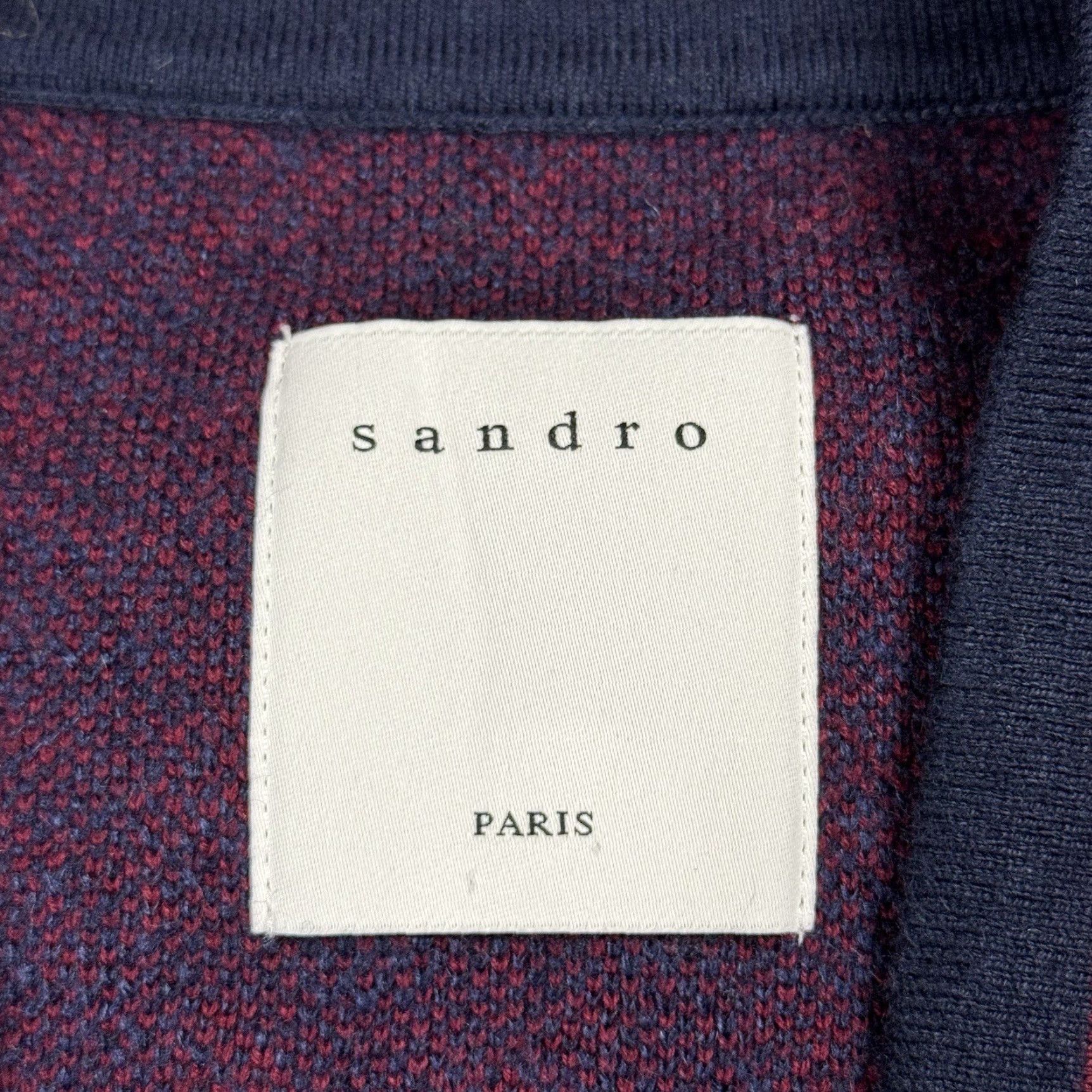 Sandro Sandro Cardigan WOMENS V-NECK CHECKED W/SEQUINS MARINE BORDEAUX PREPPY Size ONE SIZE - 5 Thumbnail