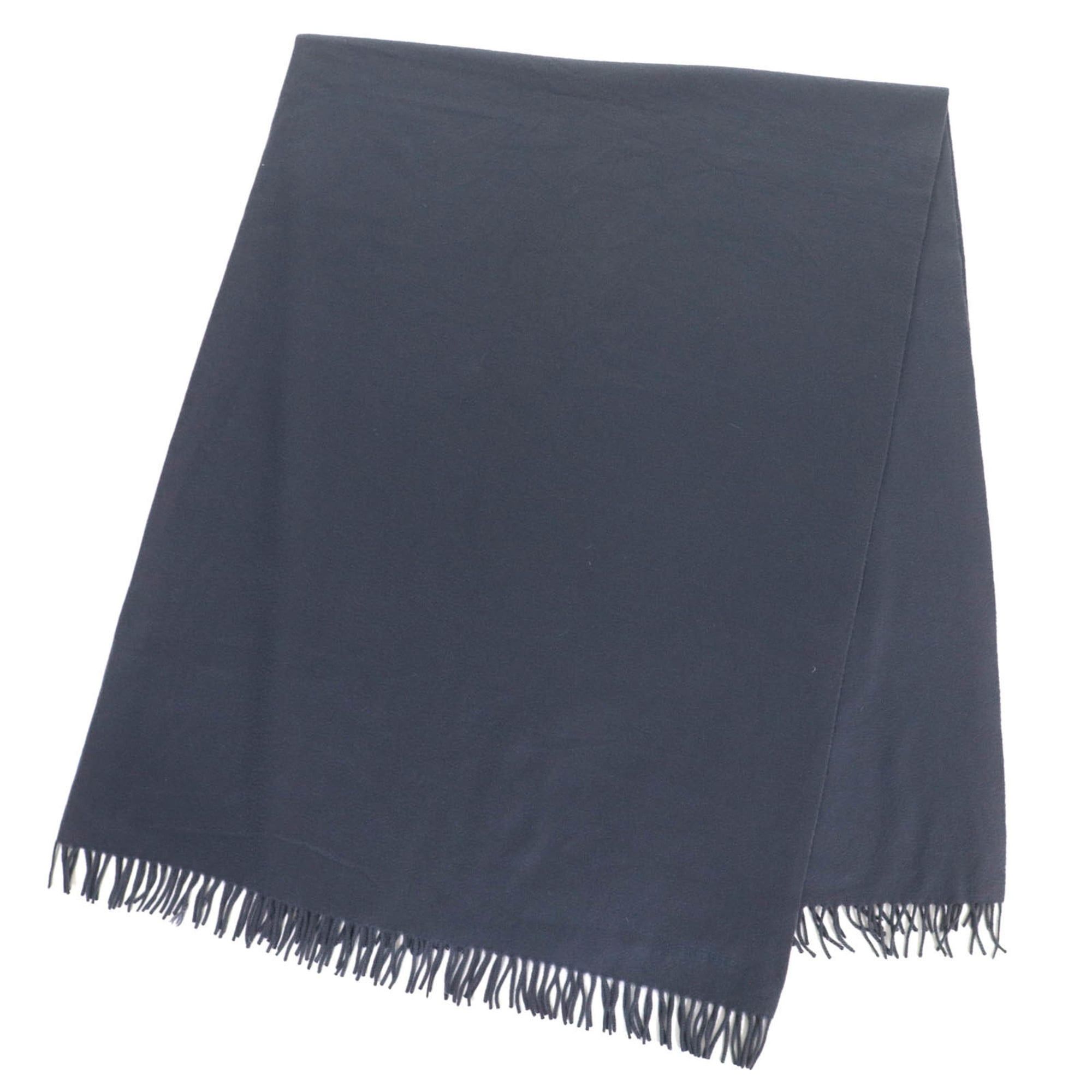 Hermes HERMES 100% Cashmere Logo Embroidered Fringe Extra Large Shawl/Stole/Blanket in Navy for Women Size ONE SIZE - 1 Thumbnail