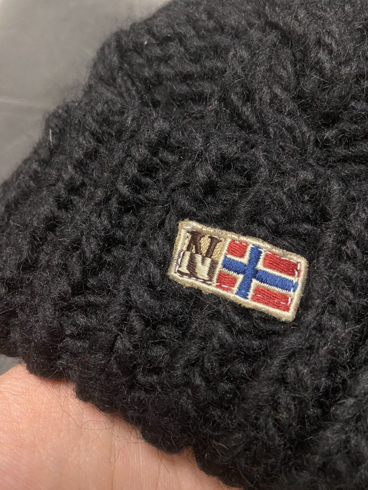 Napapijri Napapijri Semiury Beanie Hat Black Cable Knit Wool Blend Size ONE SIZE - 4 Thumbnail