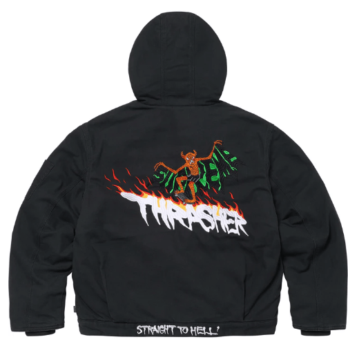 Supreme × Thrasher Supreme Thrasher Hooded Work Jacket Black Large Size US L / EU 52-54 / 3 - 3 Thumbnail