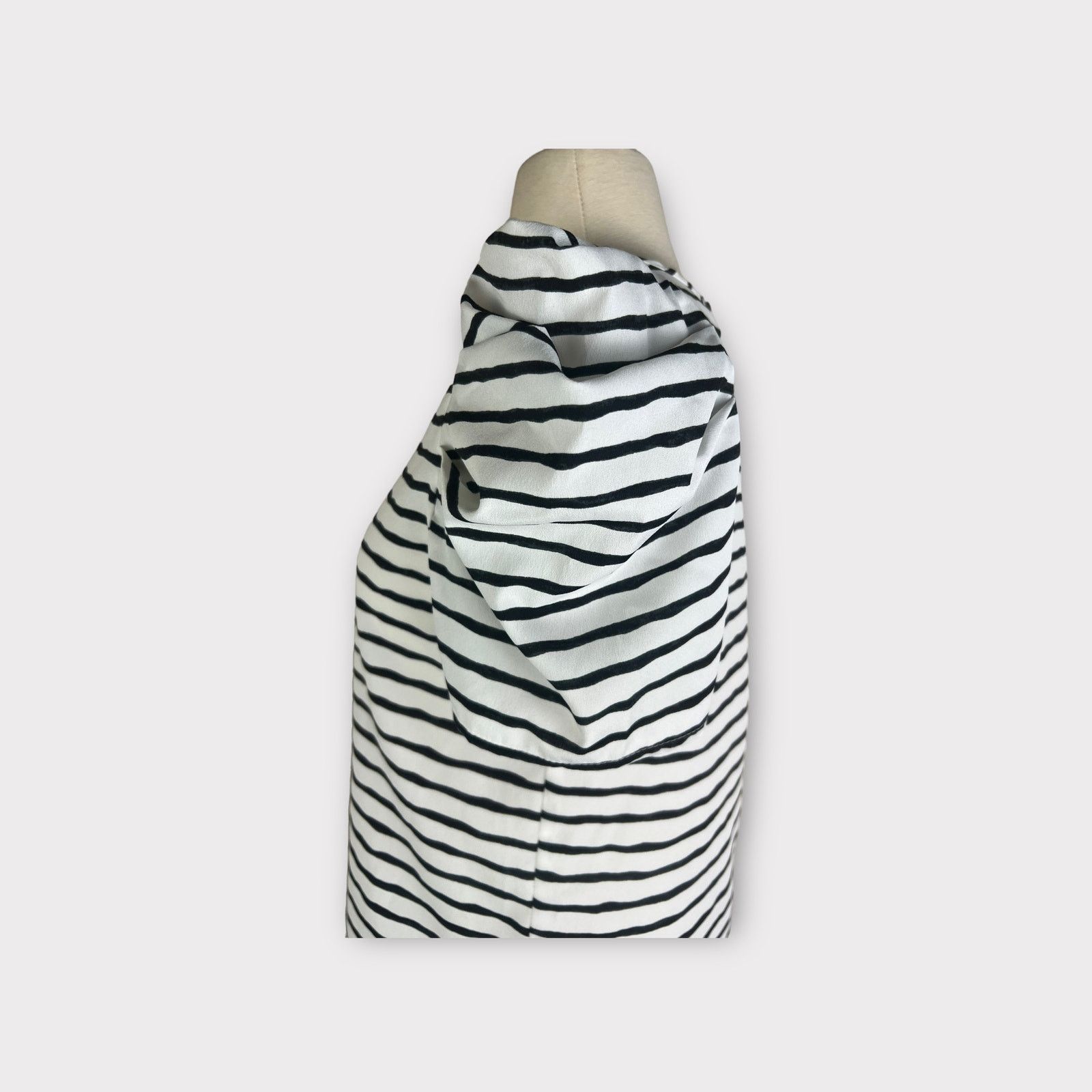 Nordstrom Final Touch | Black White Striped Puff Sleeve Top | Small Size S / US 4 / IT 40 - 6 Thumbnail
