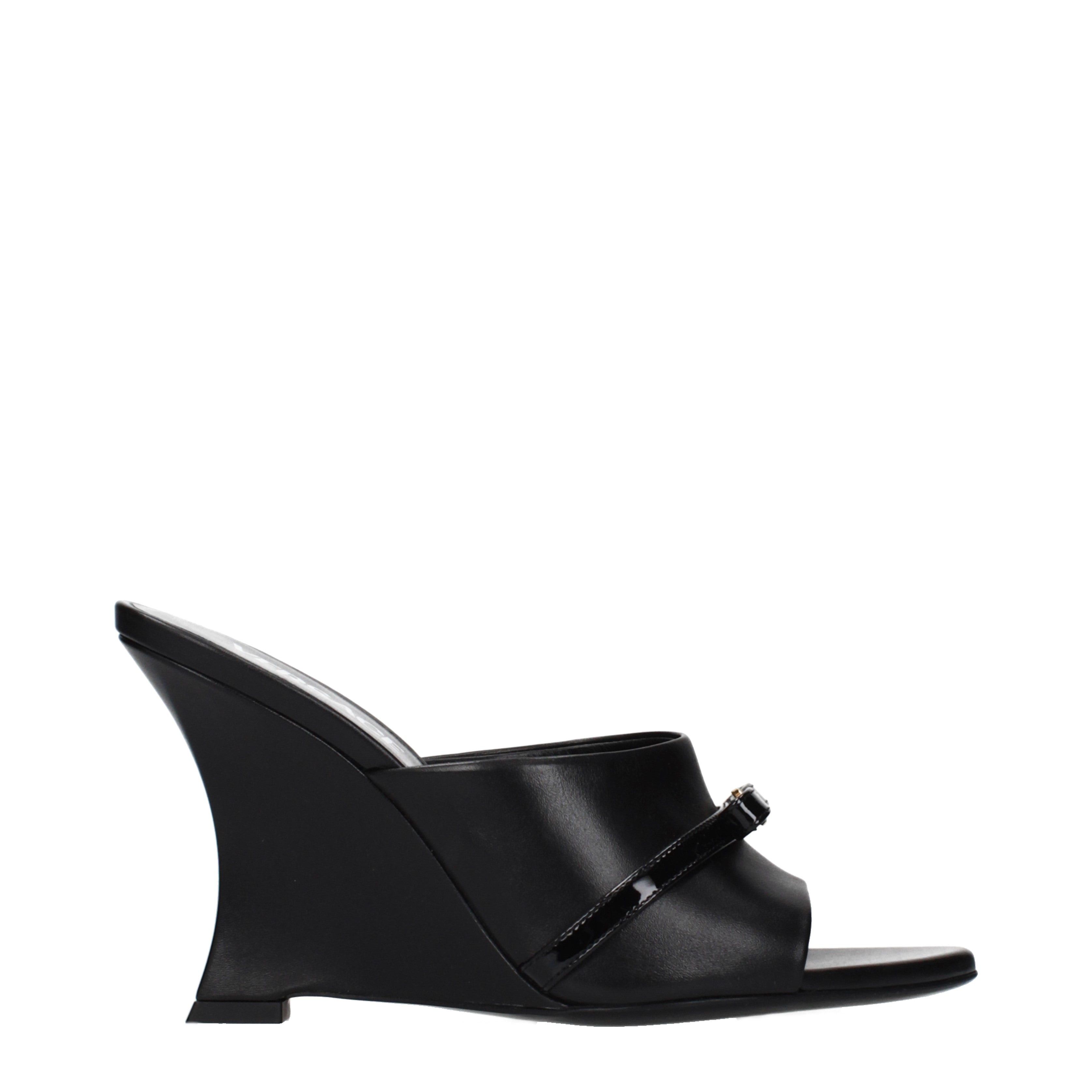 Versace Versace Wedges Women Leather Black Size US 6 / IT 36 - 1 Thumbnail