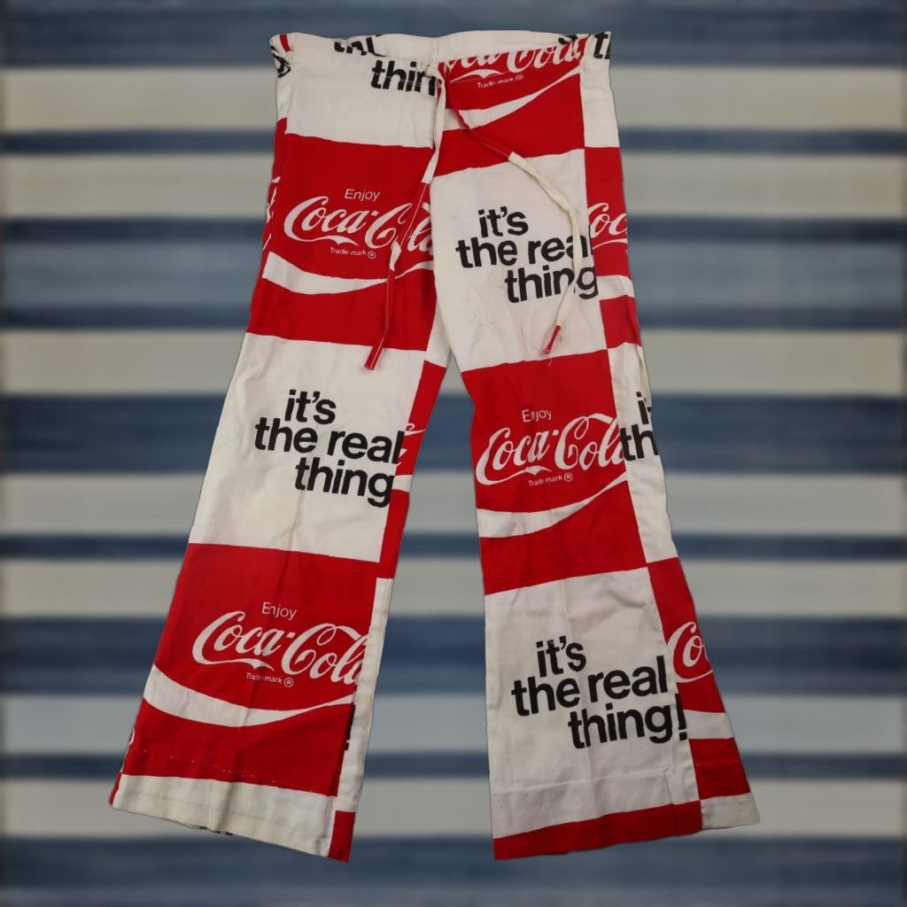 Vintage VINTAGE True Coca-Cola Womens Bell Bottoms 27 All Over Print White 27x24 Mens? Size 27" / US 4 / IT 40 - 1 Thumbnail