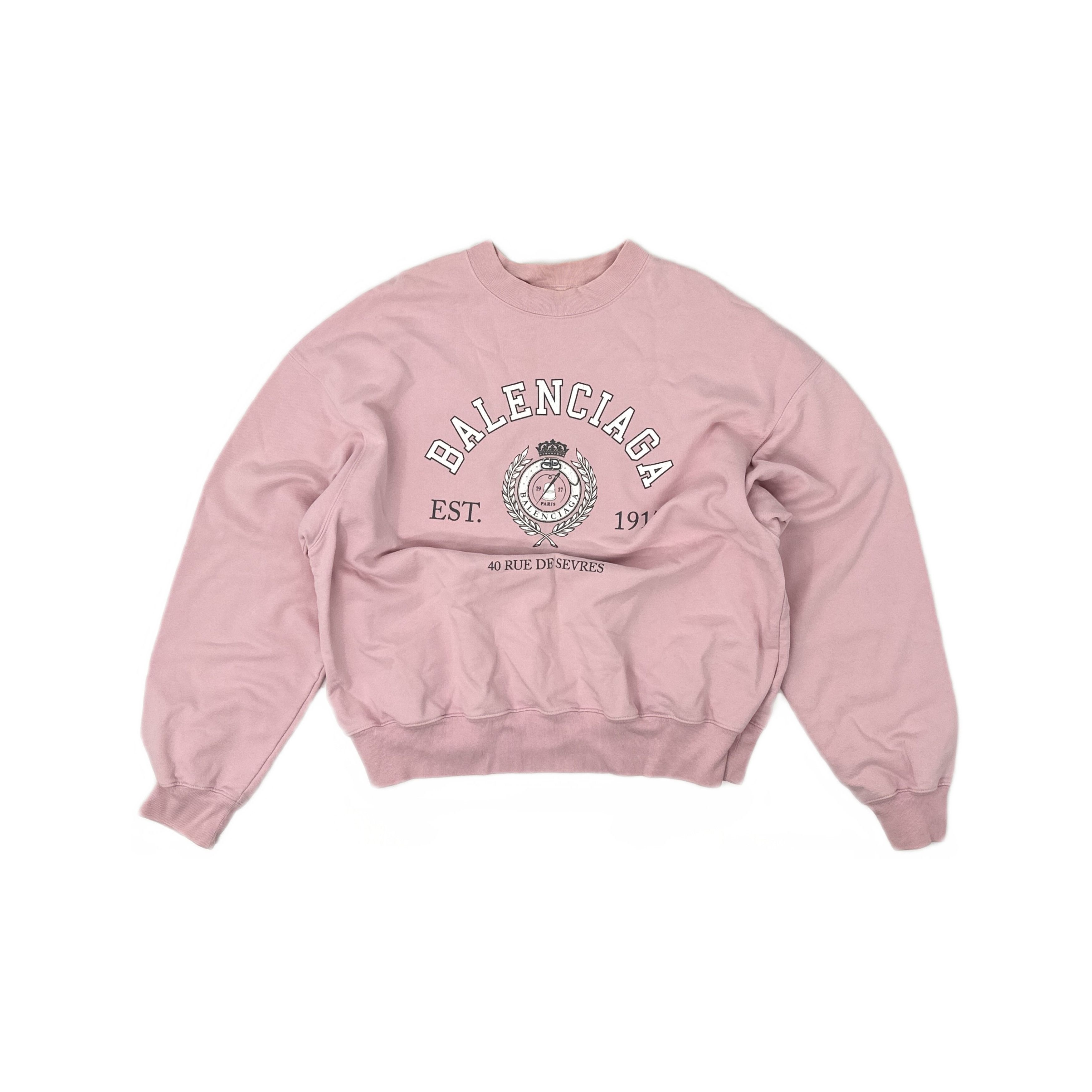 Balenciaga Balenciaga Logo Paris Sweatshirt Pink XS Size XS / US 0-2 / IT 36-38 - 1 Thumbnail