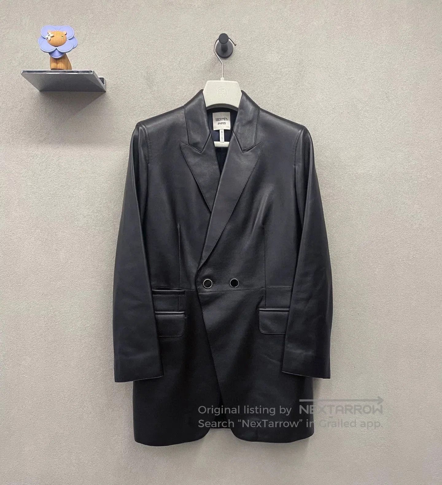 Hermes HERMES Black Leather Button Coat. Size US S / EU 44-46 / 1 - 1 Thumbnail