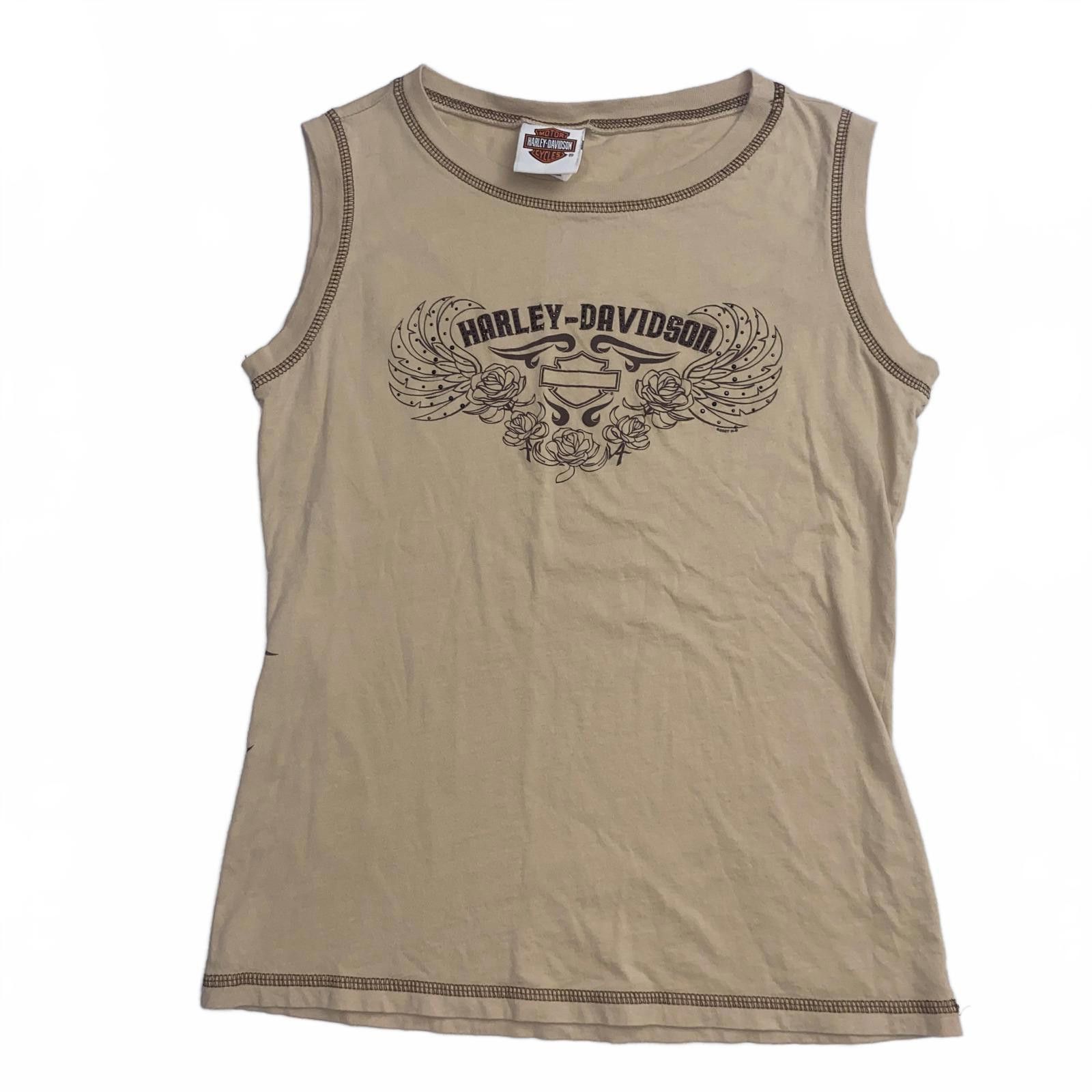 Harley Davidson Y2k Harley Davidson Tan Graphic Tank Top L Size L / US 10 / IT 46 - 1 Thumbnail