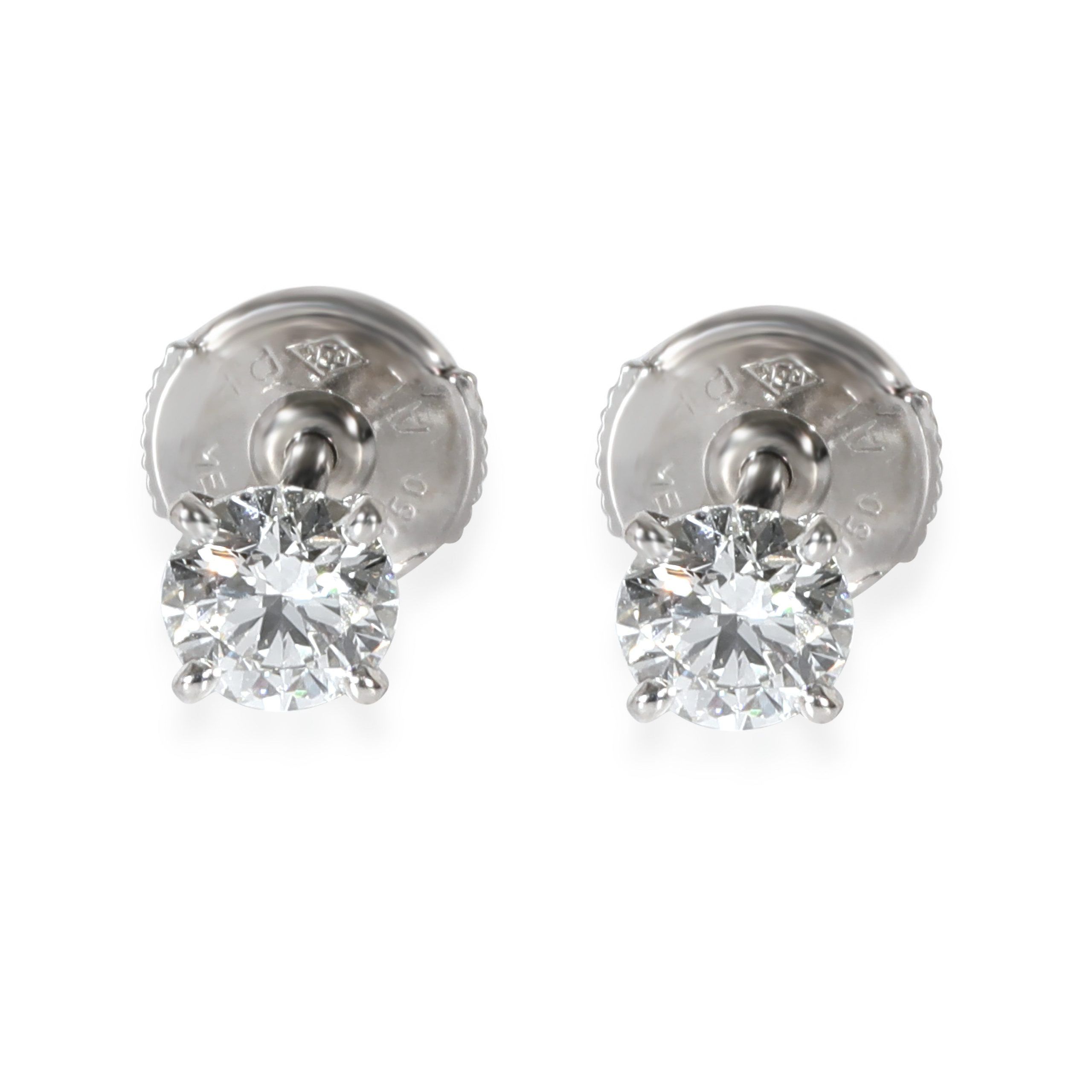 image of Cartier 1895 Diamond Stud Earrings In Platinum E Vs1 0.84 Ctw in Gold, Women's