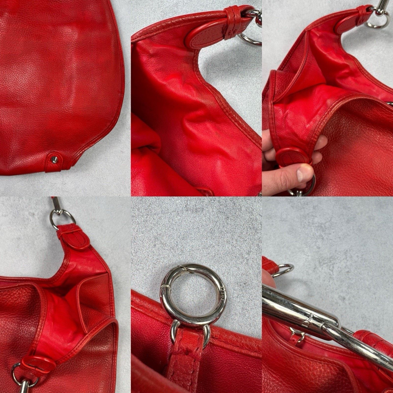 Christian Dior Red Leather Medium 61 Tote