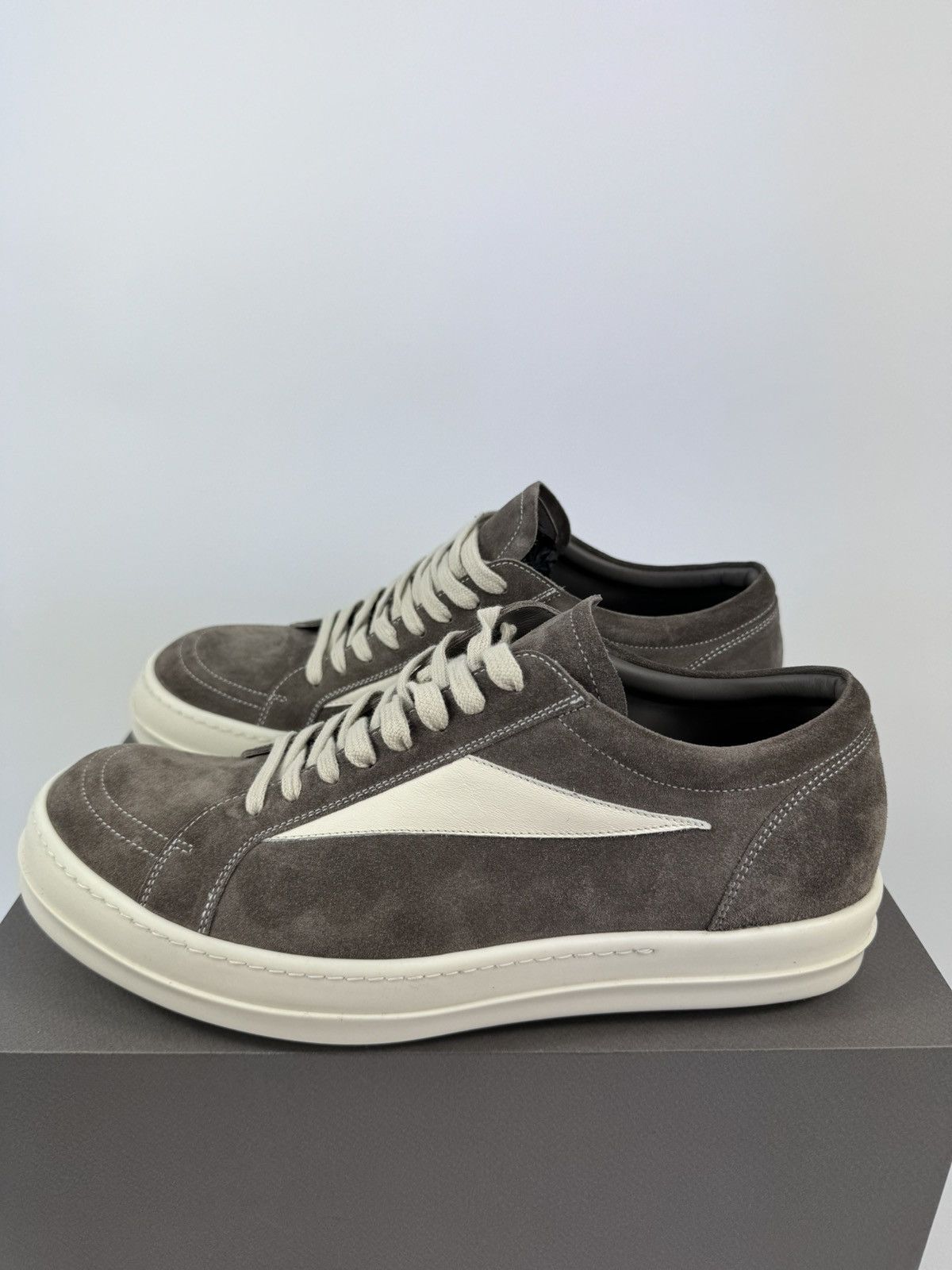 Rick Owens DARK DUST MILK SUEDE VINTAGE SNEAKERS Size US 12 / EU 45 - 2 Thumbnail