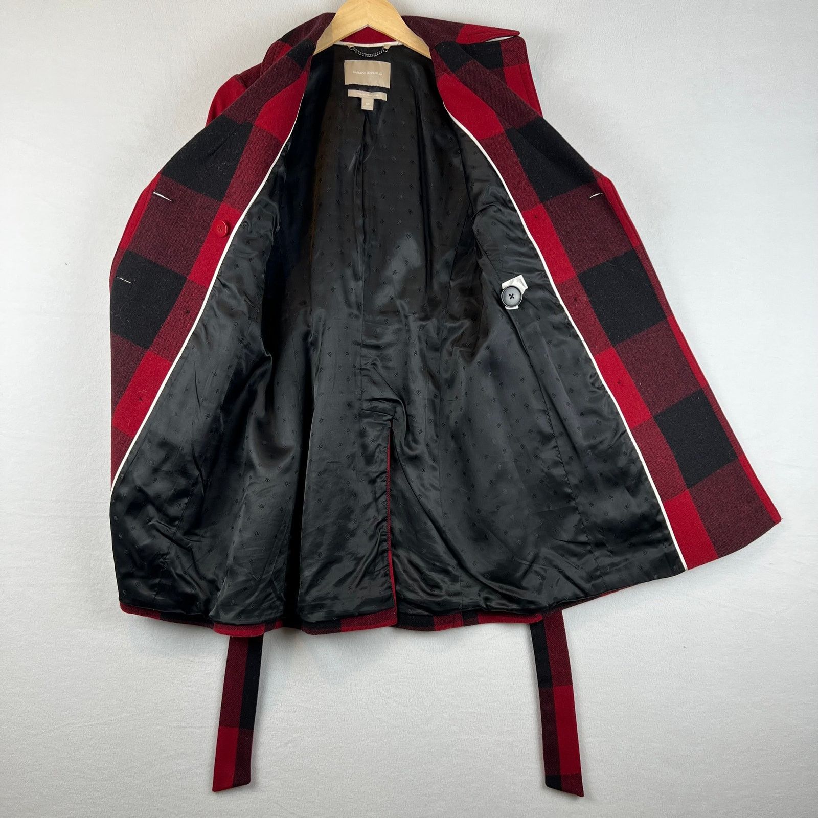 Banana Republic Banana Republic Buffalo Plaid Wool Coat Jacket XS Red Black Size XS / US 0-2 / IT 36-38 - 7 Thumbnail