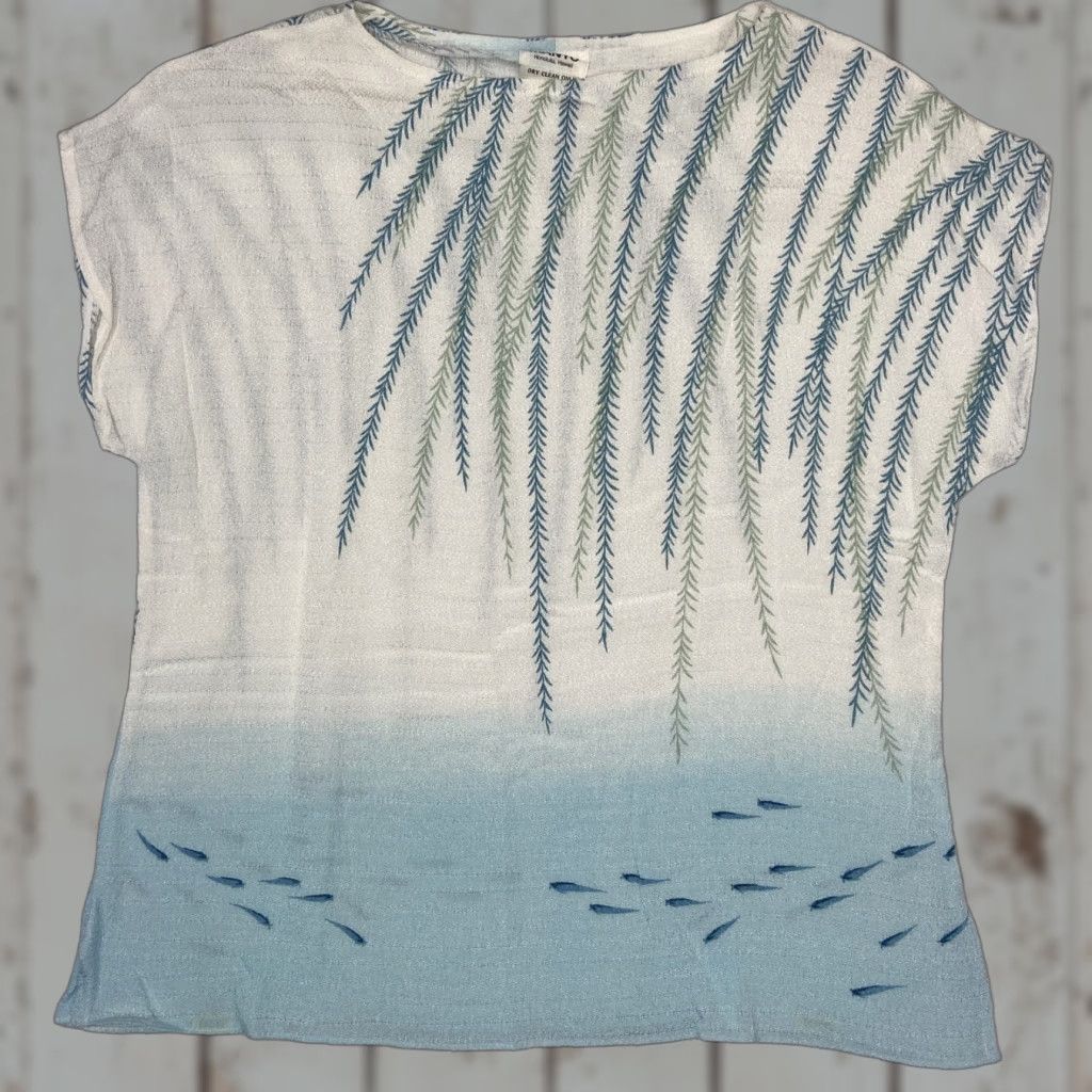 Vintage VINTAGE Manyo Hawaii Shirt Womens Large L Blue Green Palm Beach Size L / US 10 / IT 46 - 1 Thumbnail