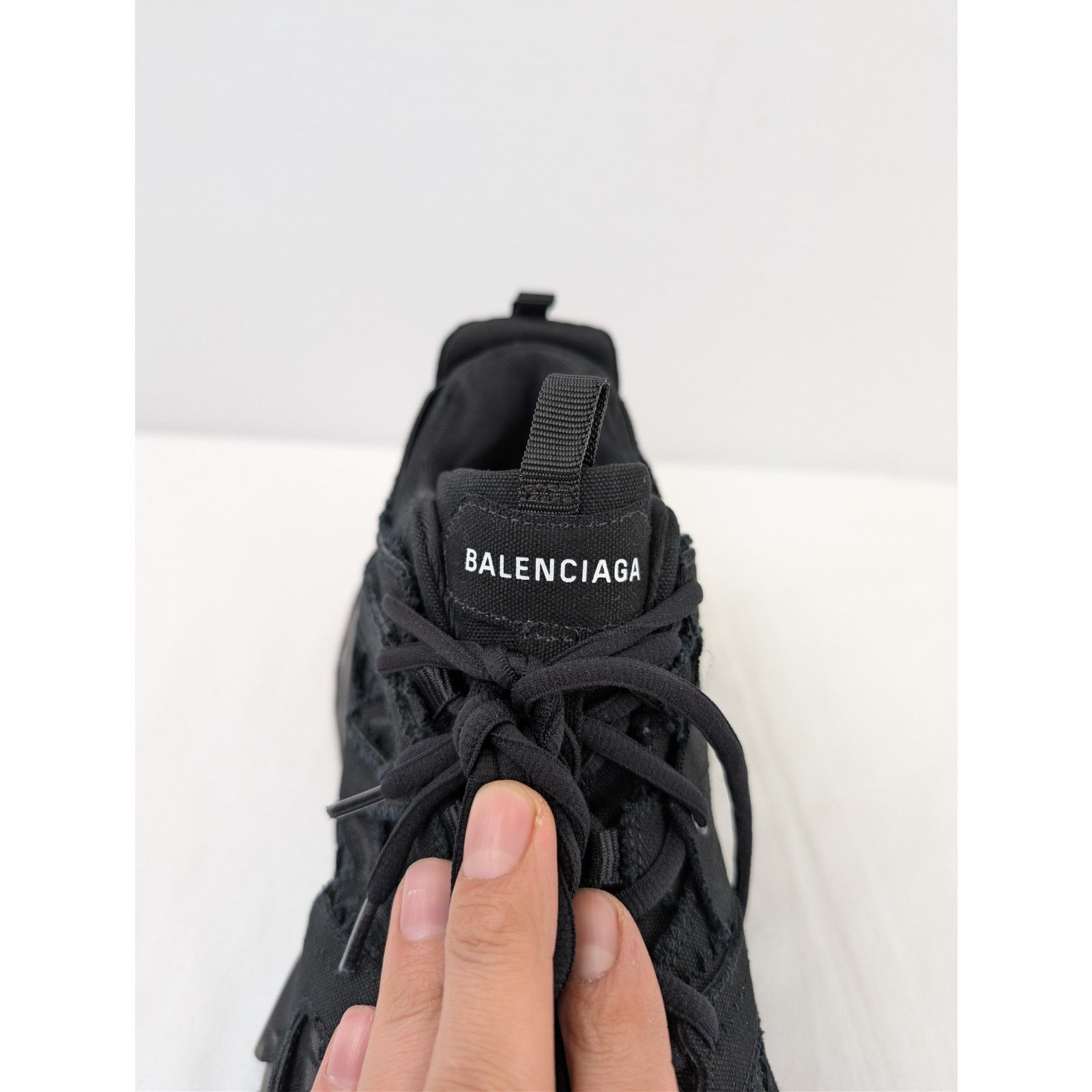 Balenciaga o1rshd1 Destroyed Canvas Track Sneakers in Black Size US 12 / EU 45 - 15 Thumbnail