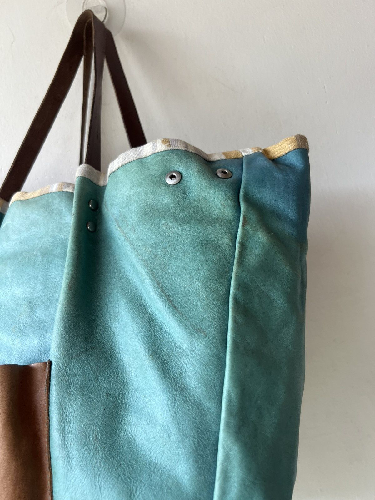 Leather Vintage Icaru Japan Faded Distressed Patina Leather Tote Bag Size ONE SIZE - 23 Thumbnail