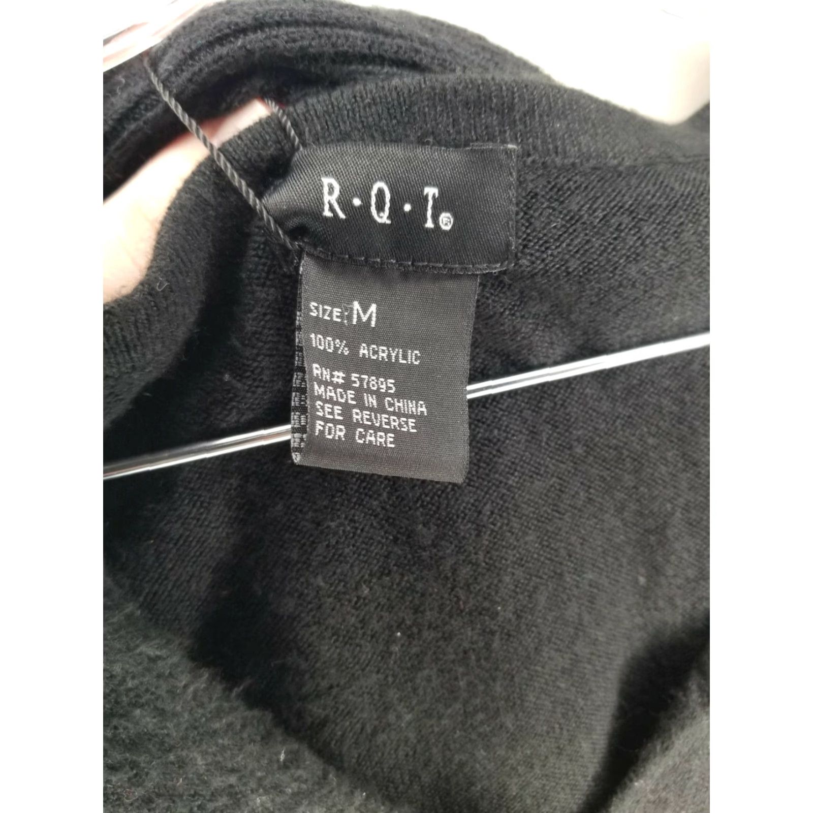 Vintage RQT Black Pullover Sweater with Scarf Womens Medium NWT Size M / US 6-8 / IT 42-44 - 3 Thumbnail
