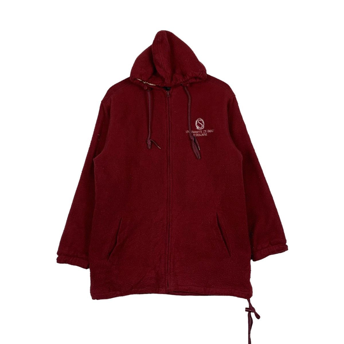 Vintage Univesite De Paris Surbonne Red Fleece Hoodie #1083-C49 Size US M / EU 48-50 / 2 - 1 Thumbnail